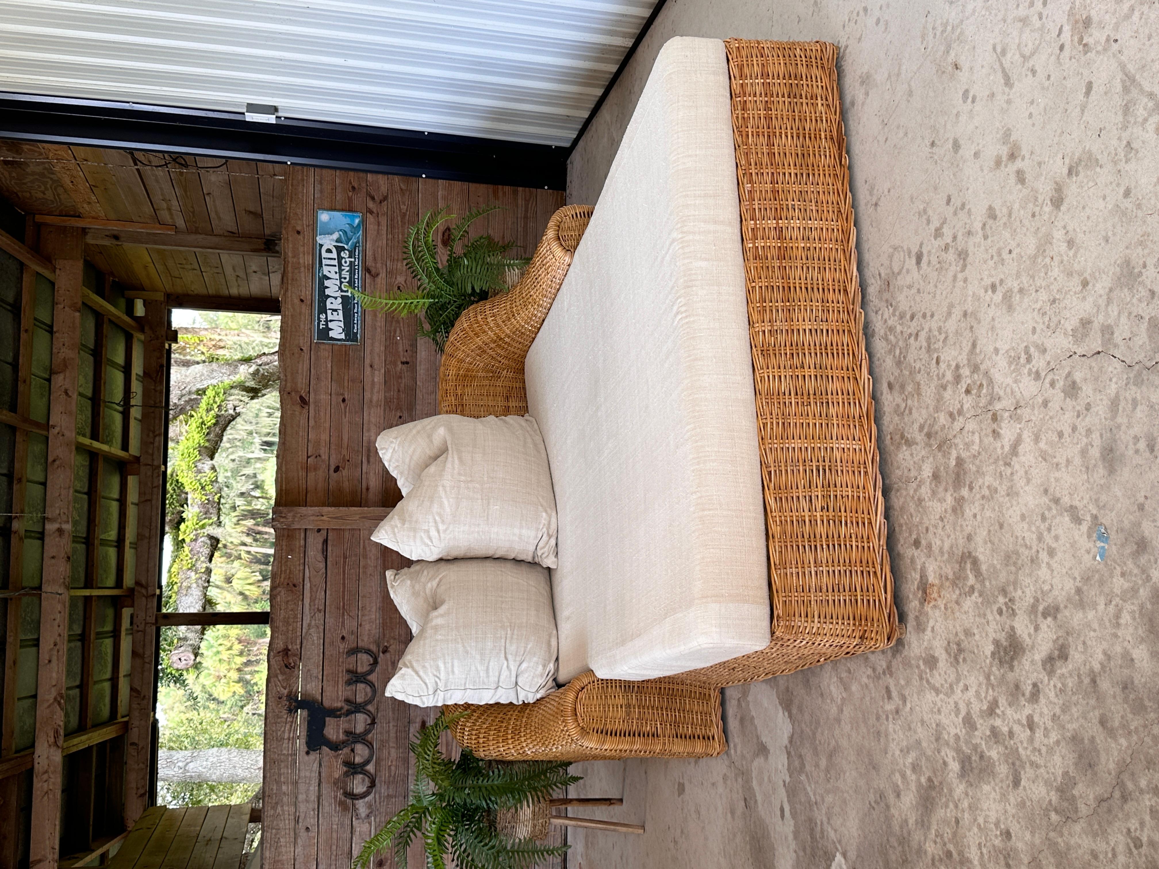 Monumental Organic Modern Rattan Chaise Lounge by Michael Taylor Wicker Works 2