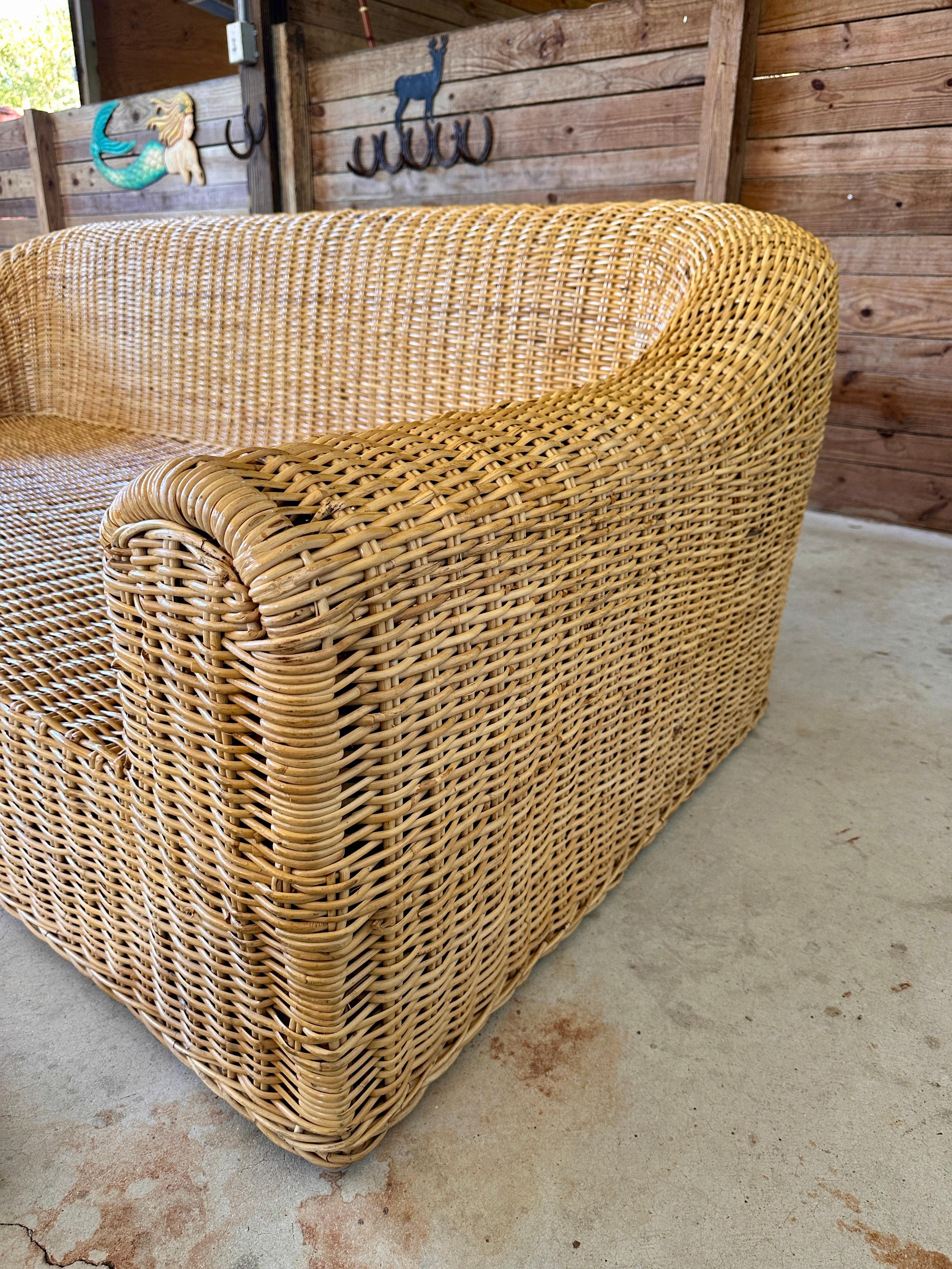 Monumental Organic Modern Rattan Weave “Jennifer” Sofa by Michael Taylor 4