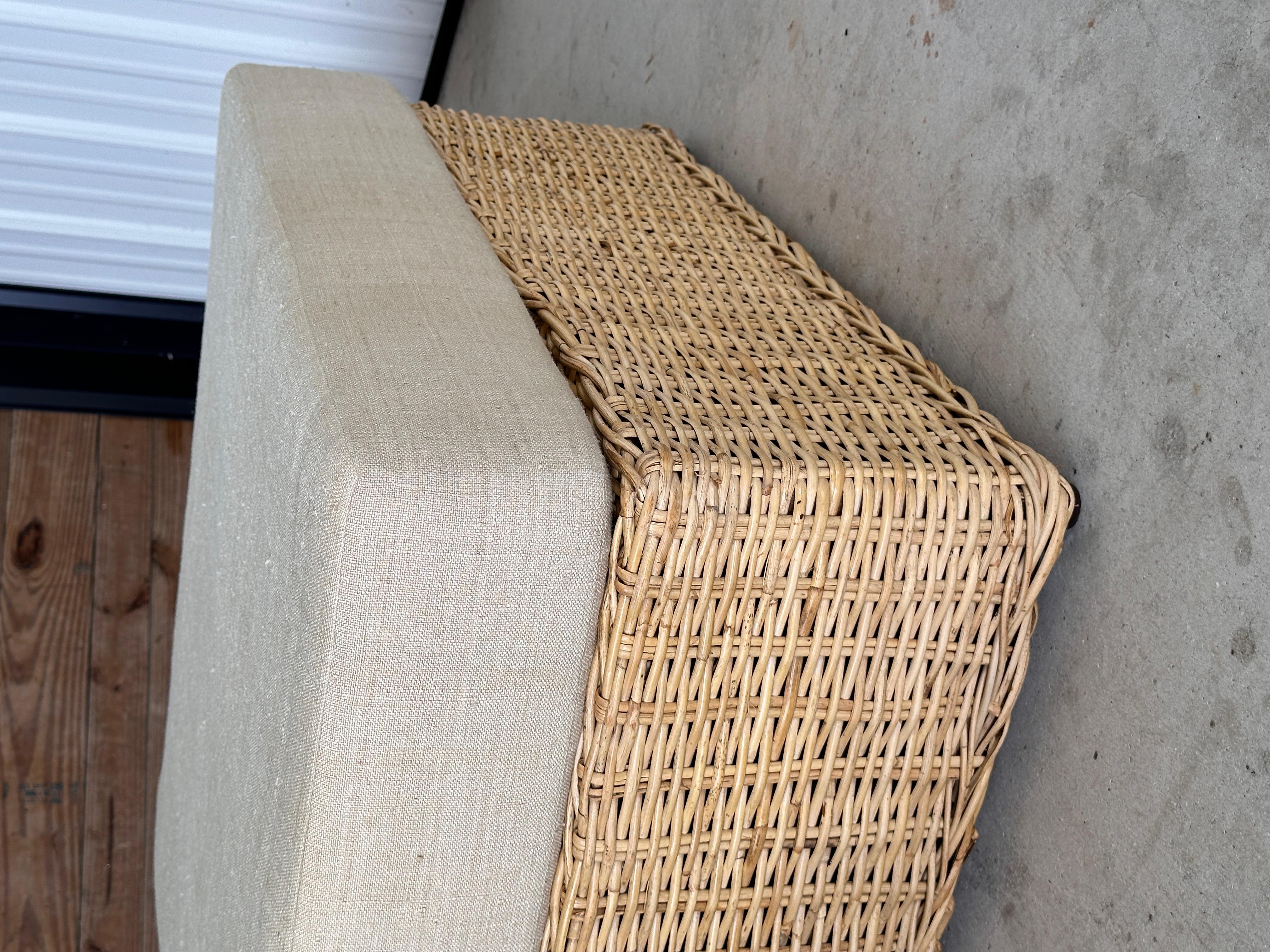 Hand-Crafted Monumental Organic Modern Rattan Weave Ottomans by Wicker Works