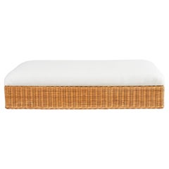 Monumental Organic Modern Woven Rattan Wicker Ottoman Coffee Table