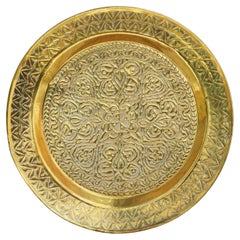 Monumental Oriental Brass Charger, Mid 20th Century