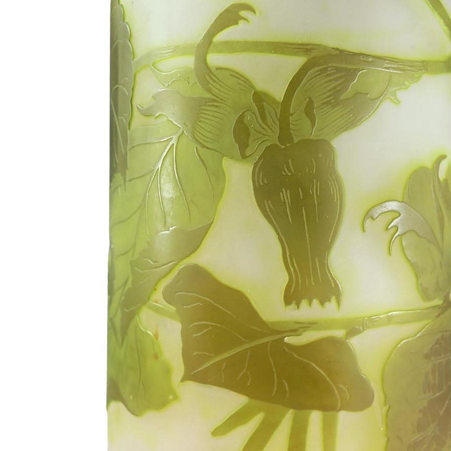 Polished Monumental Original Emile Galle Floral Cameo Art Glass Vase - France 1900 For Sale