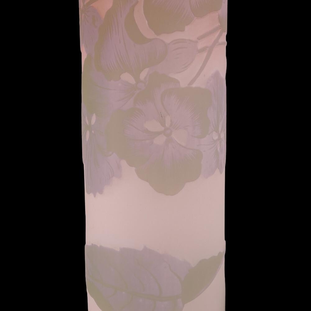 Monumental Original Emile Galle Hydrangea Floral Cameo Art Glass Vase -  1895 For Sale 5