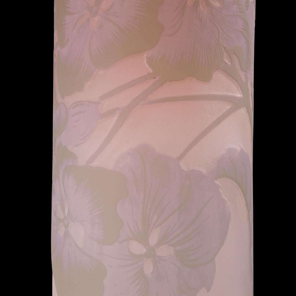 Monumental Original Emile Galle Hydrangea Floral Cameo Art Glass Vase -  1895 For Sale 6