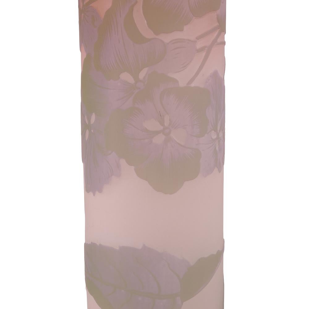 Polished Monumental Original Emile Galle Hydrangea Floral Cameo Art Glass Vase -  1895 For Sale