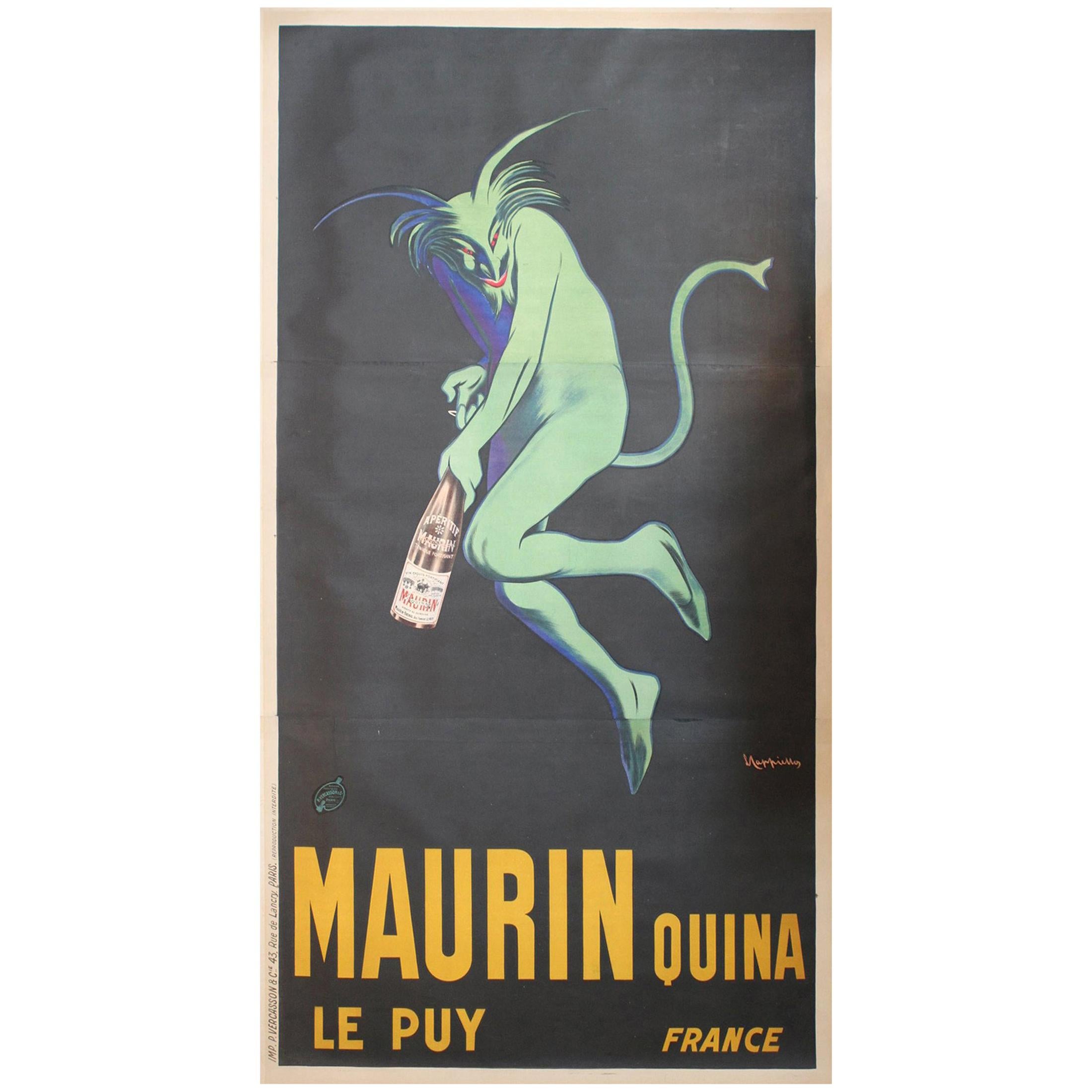 Monumental Original French Poster Maurin Quina Ley Puy, Great for Winery/ Bar For Sale