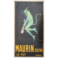 Antique Monumental Original French Poster Maurin Quina Ley Puy, Great for Winery/ Bar