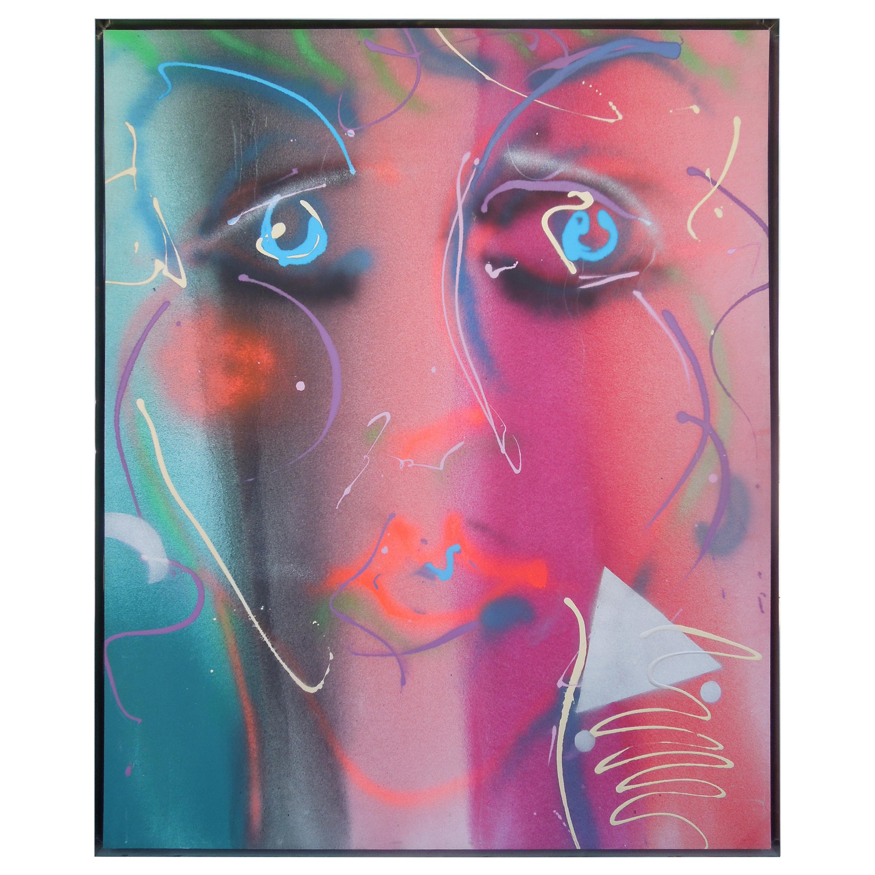 Peinture monumentale originale des années 1980 - Glam Face de Greg Copeland
