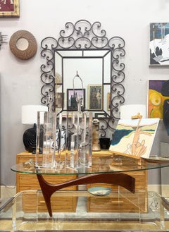 Monumental Ornate Vintage Scrolled Iron Wall Mirror