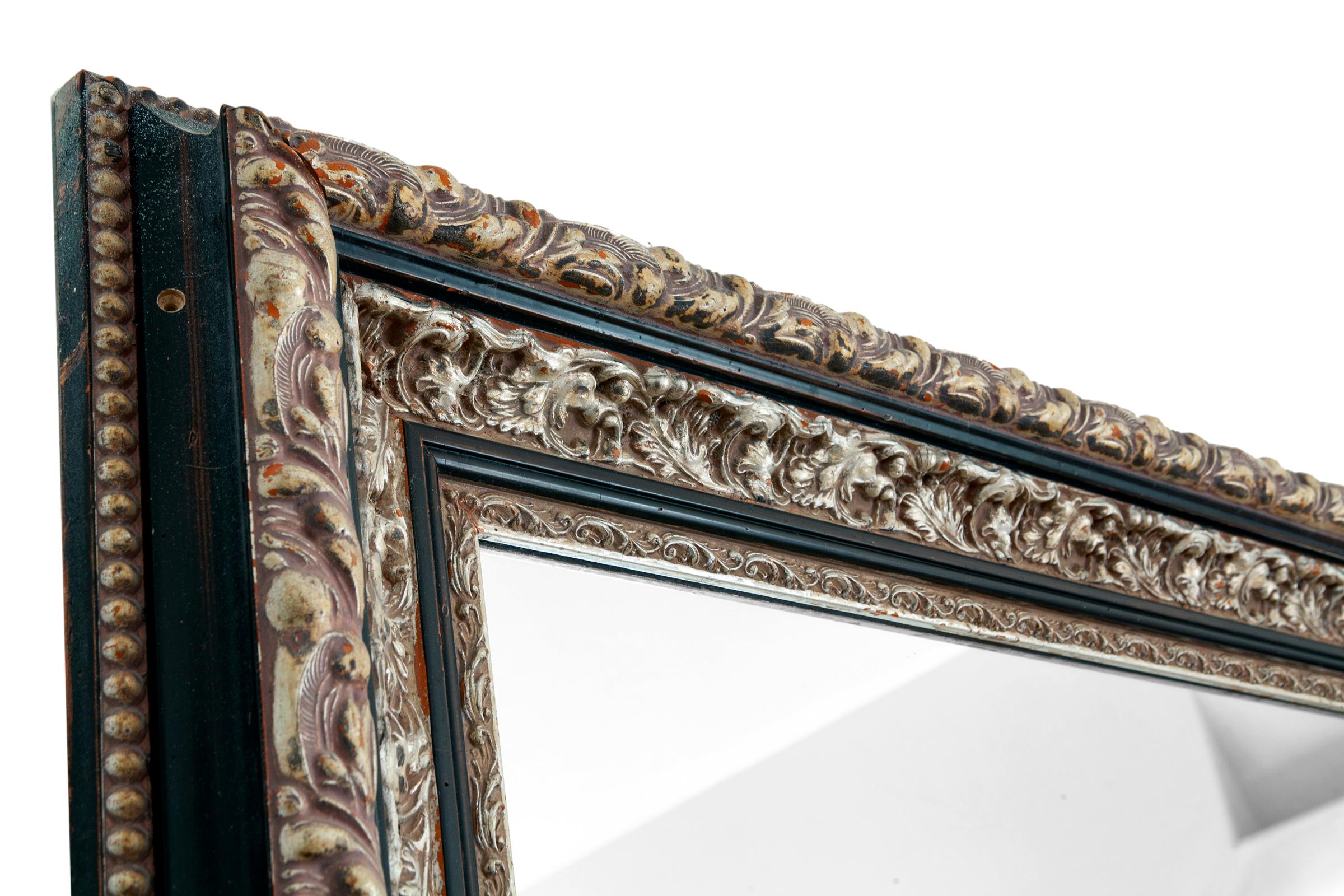 Hand-Crafted Monumental Ornate Wall or Floor Mirror For Sale