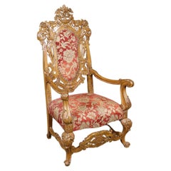 Monumental Trono Victoriano de Nogal Tallado Silla de Rey Circa 1870