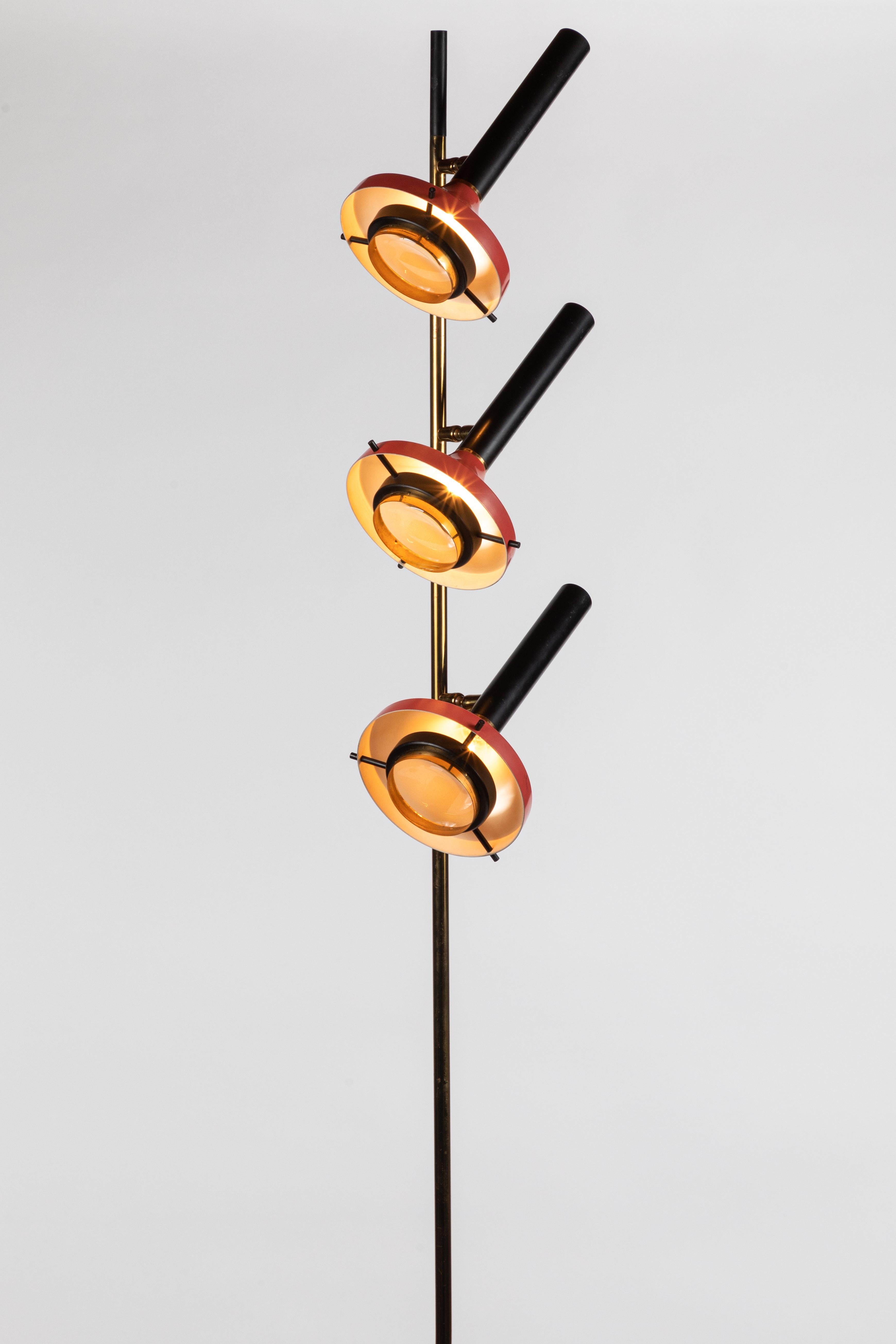 Monumental Oscar Torlasco 3-Cone Floor Lamp for Lumi, circa 1958 3