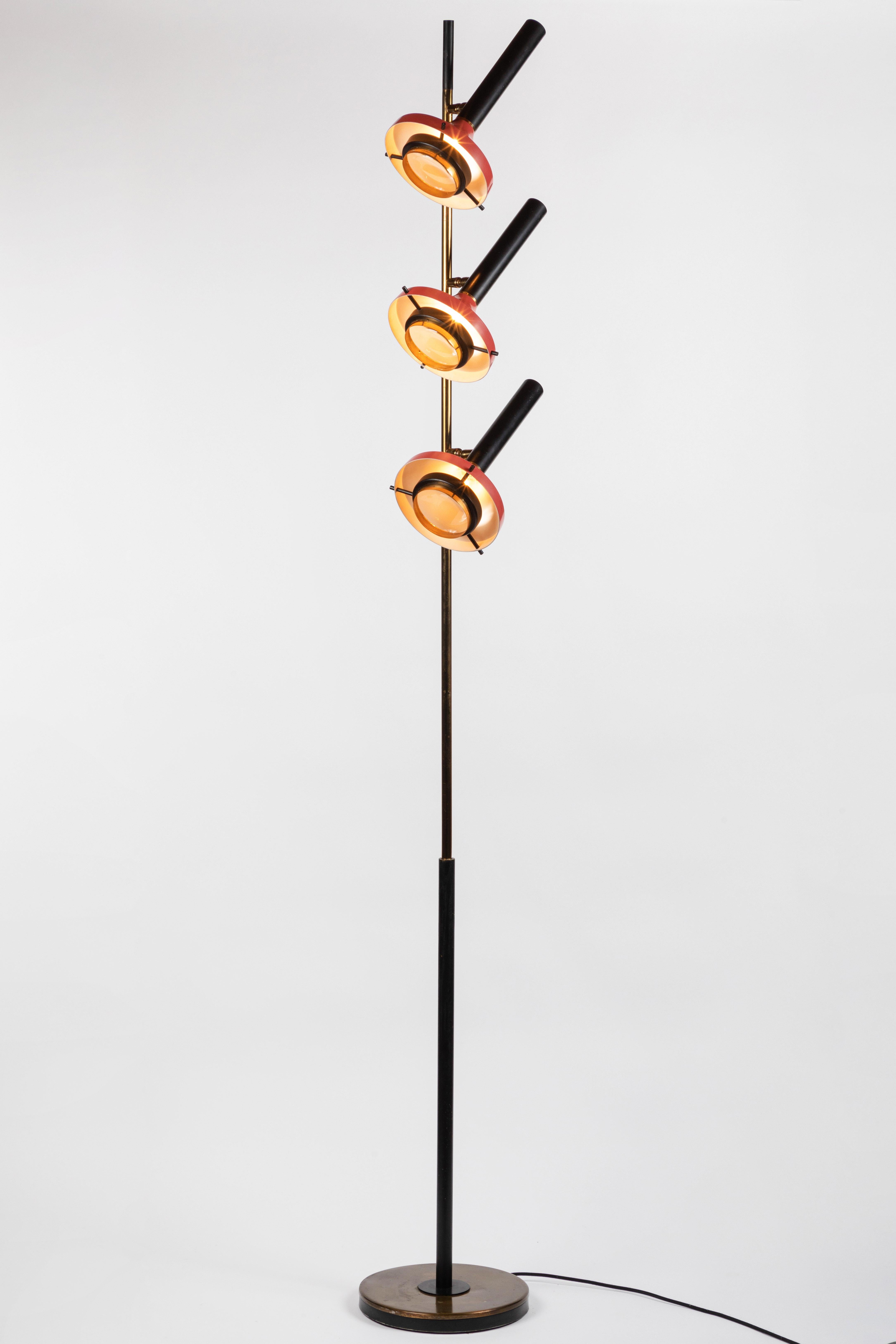 Italian Monumental Oscar Torlasco 3-Cone Floor Lamp for Lumi, circa 1958