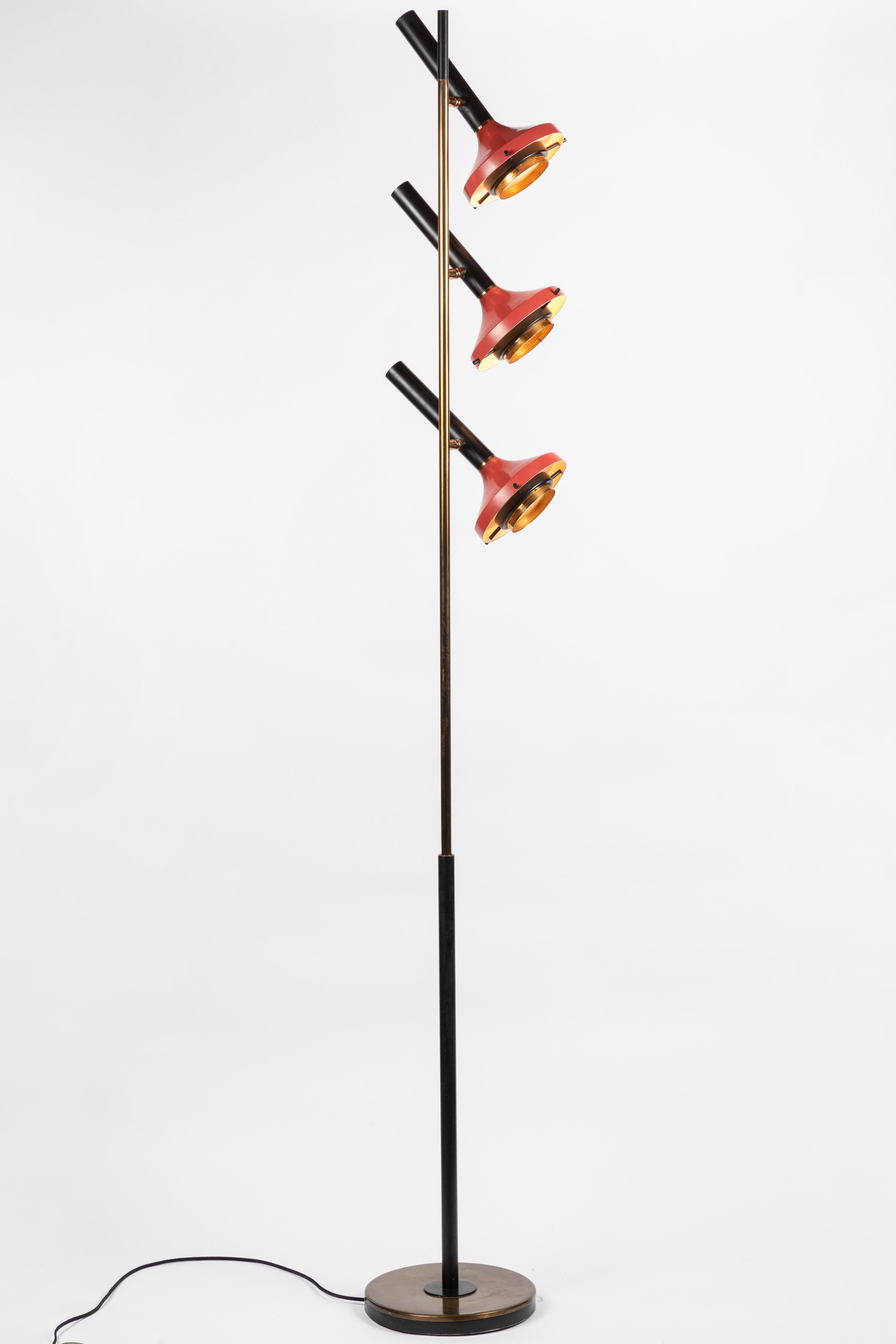 Monumental Oscar Torlasco 3-Cone Floor Lamp for Lumi, circa 1958 In Good Condition In Glendale, CA