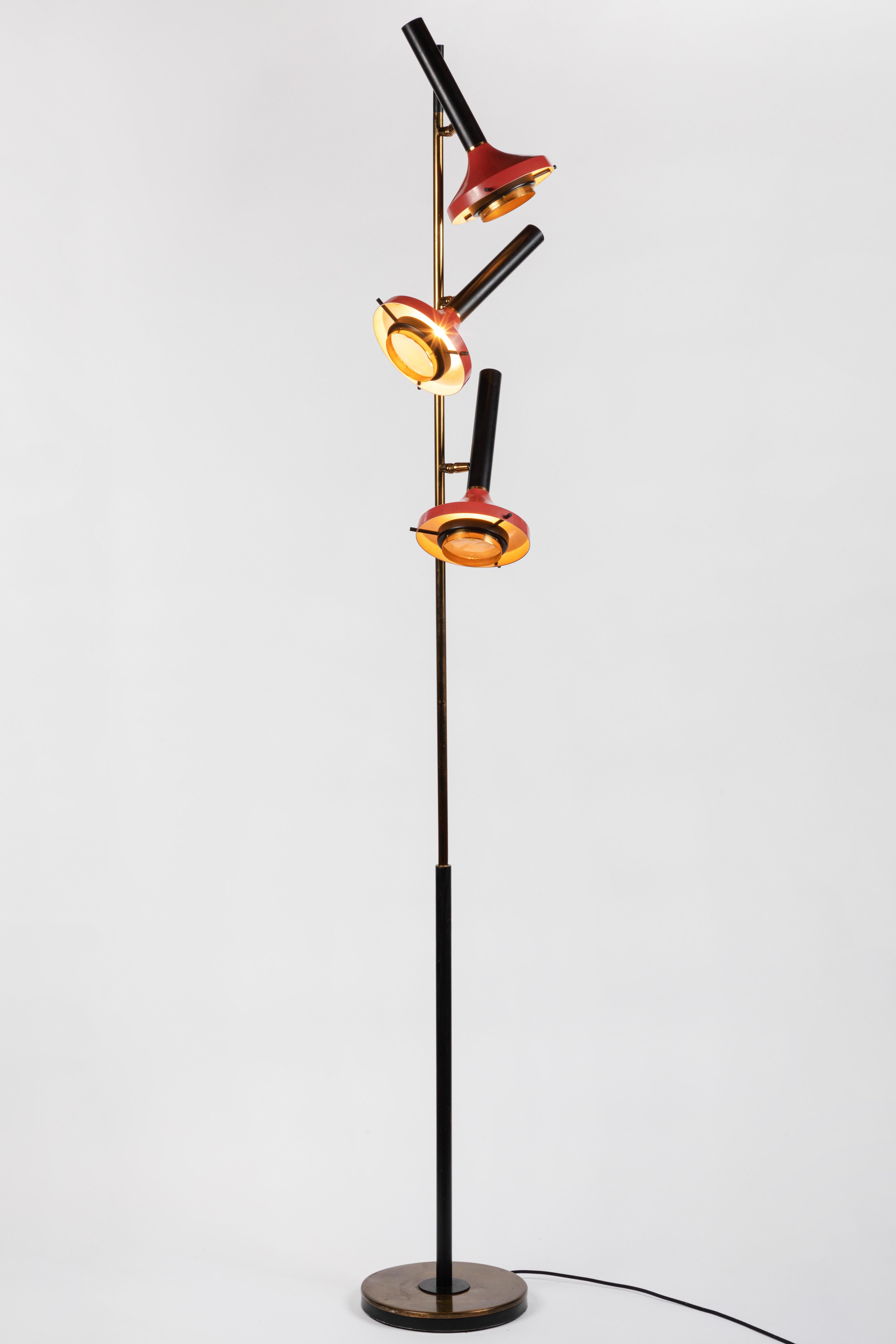 Mid-20th Century Monumental Oscar Torlasco 3-Cone Floor Lamp for Lumi, circa 1958