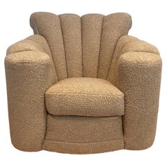 Monumental Oversize 1920 Deco Club Chair in Toffee-toned Boucle