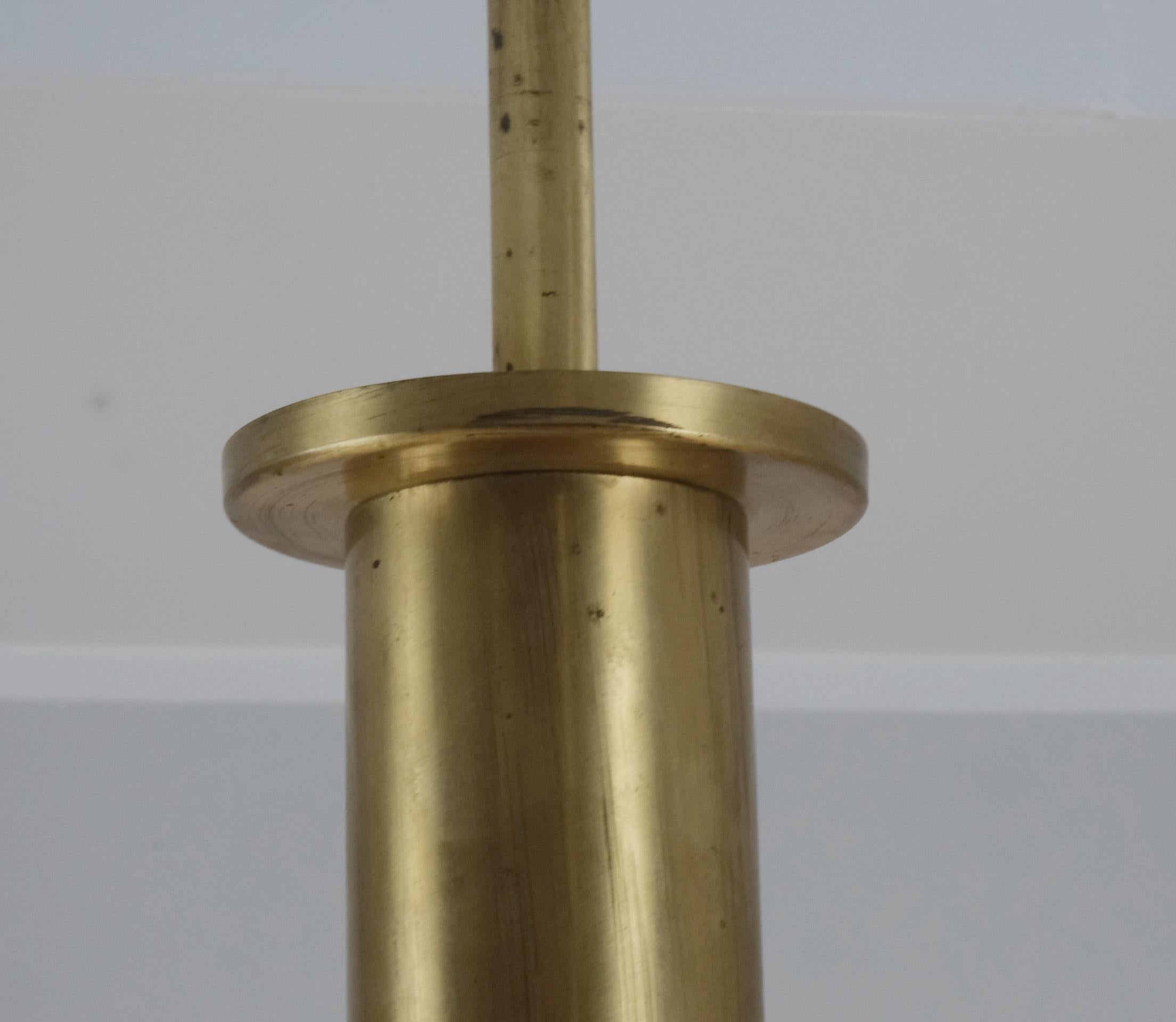 Monumental Paavo Tynell Art Deco Brass & Opaline Lighting Fixture, Taito 1930s For Sale 2