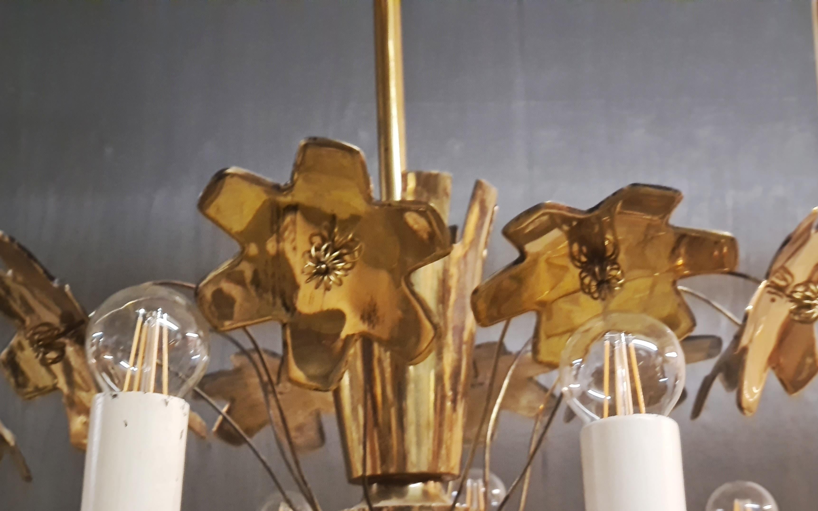 Lampada da soffitto monumentale in ottone in stile barocco di Paavo Tynell, Taito 1950s in vendita 5