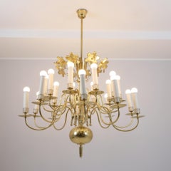 Monumental Paavo Tynell Baroque Style Brass Ceiling Lamp, Taito 1950s