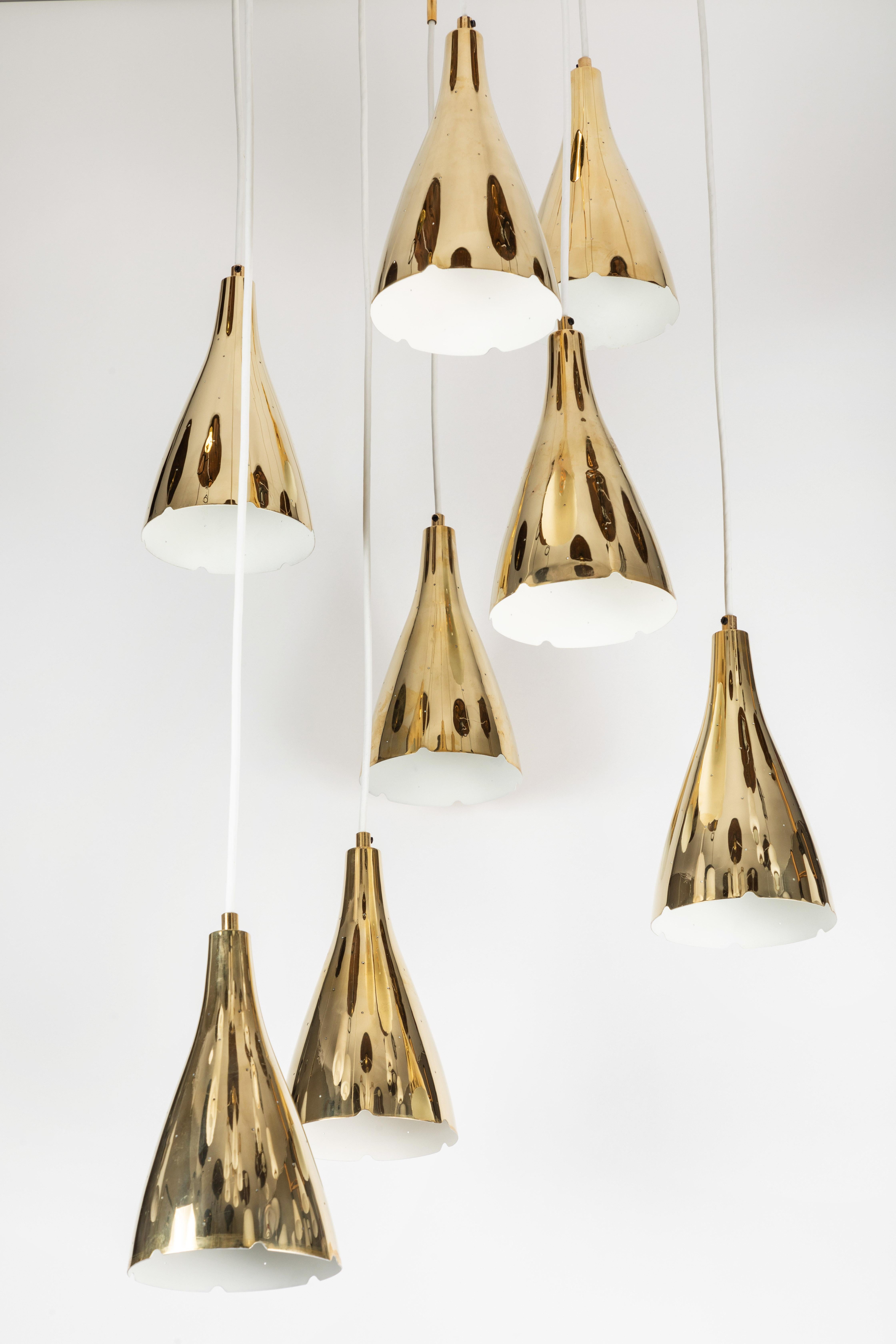 Monumental Paavo Tynell Model 1994/8 Perforated Brass Chandelier 3