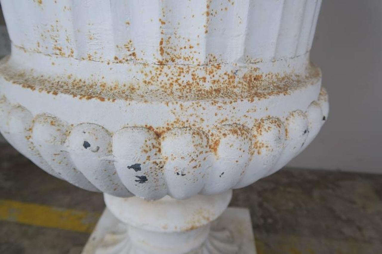 Mid-20th Century Monumental Painted Cast Iron Planters, Pair For Sale
