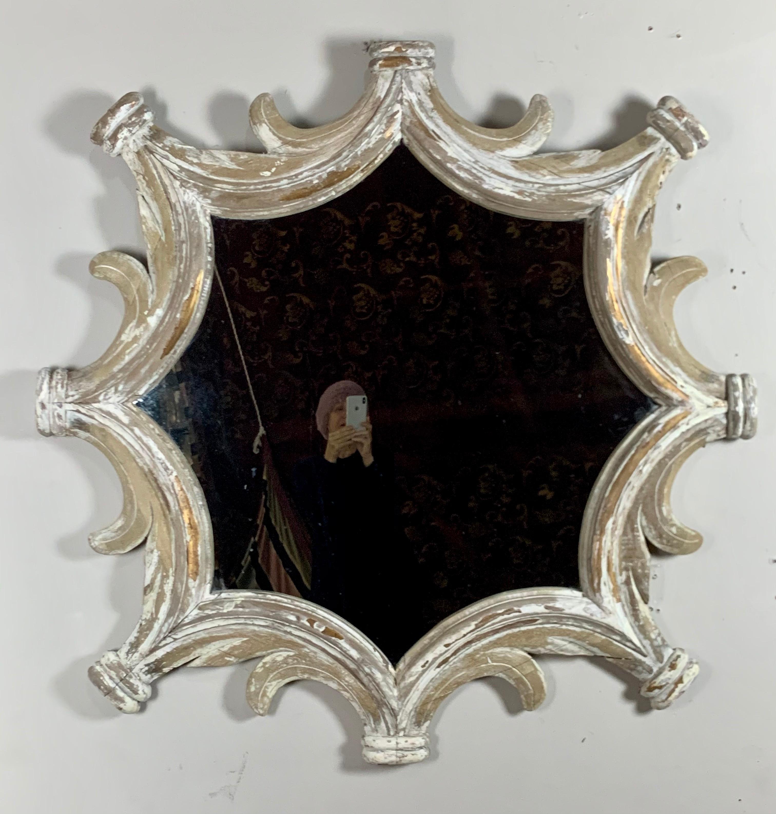 Mid-Century Modern Monumental Painted Italian Star Shaped Mirror, Mid-20th Century
