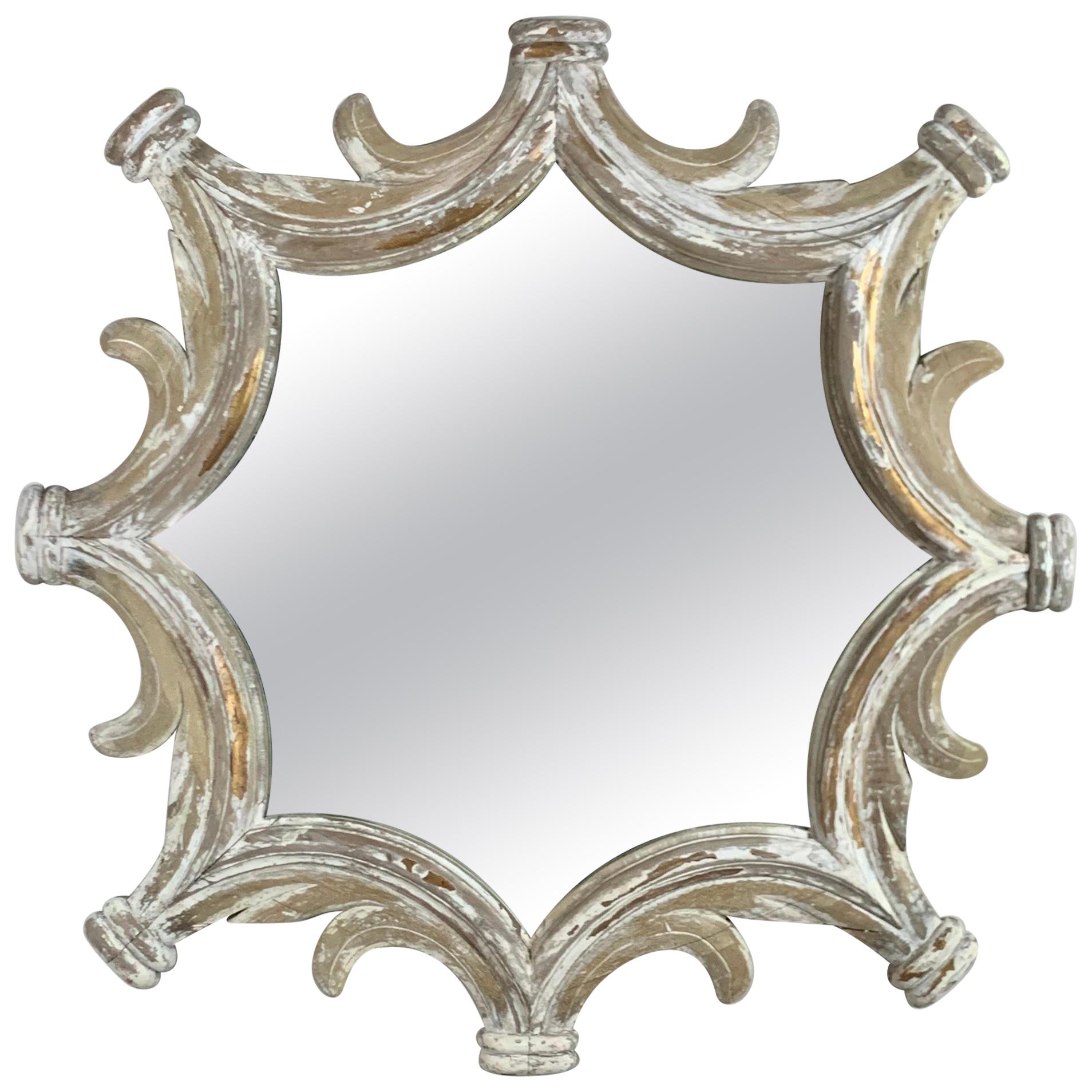 Monumental Painted Italian Star Shaped Mirror, Mid-20th Century