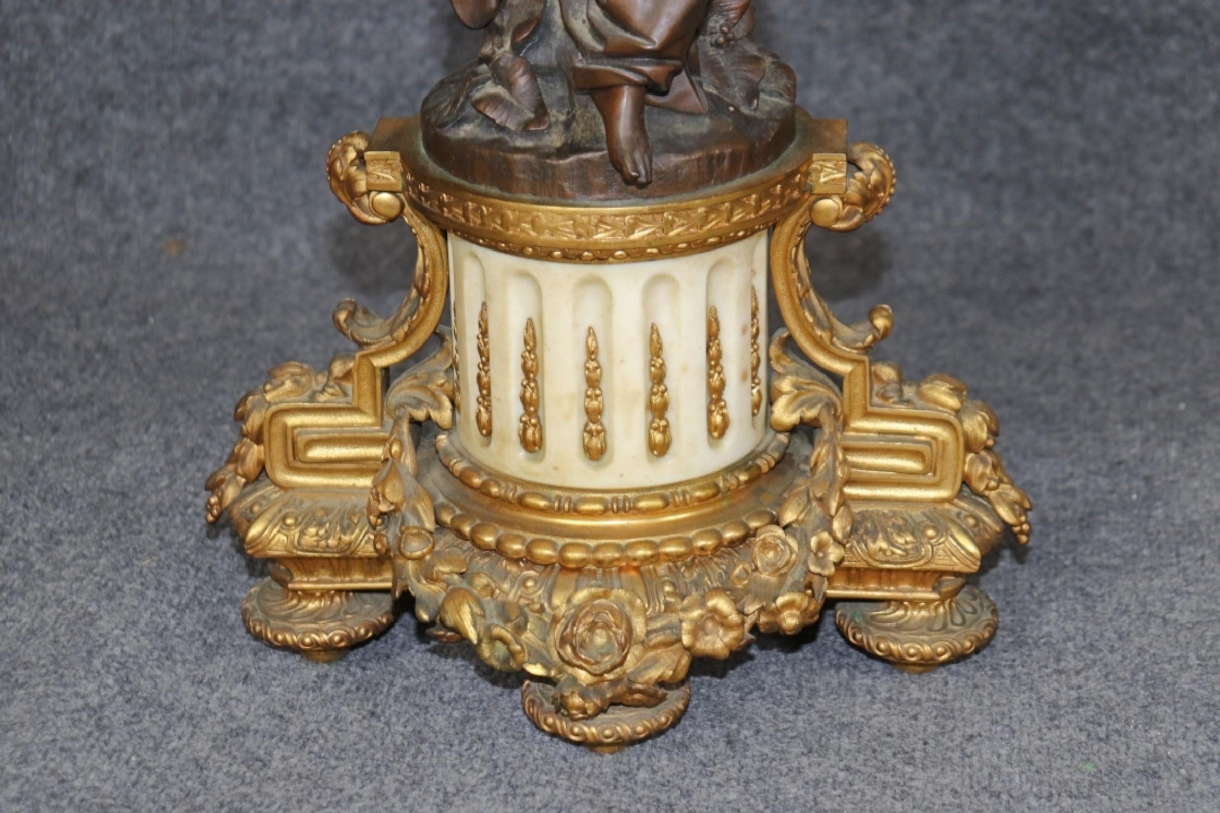 Coppia monumentale di lampade a candelabro in bronzo in stile Luigi XV francese del 19° secolo, figurato In condizioni buone in vendita a Swedesboro, NJ