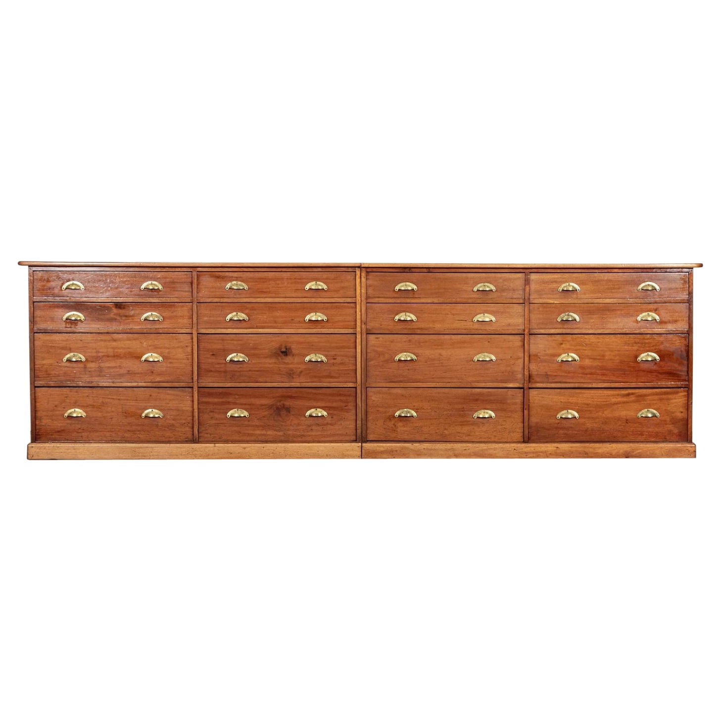 Monumental Pair 19thC English Mahogany Haberdashery Drawers