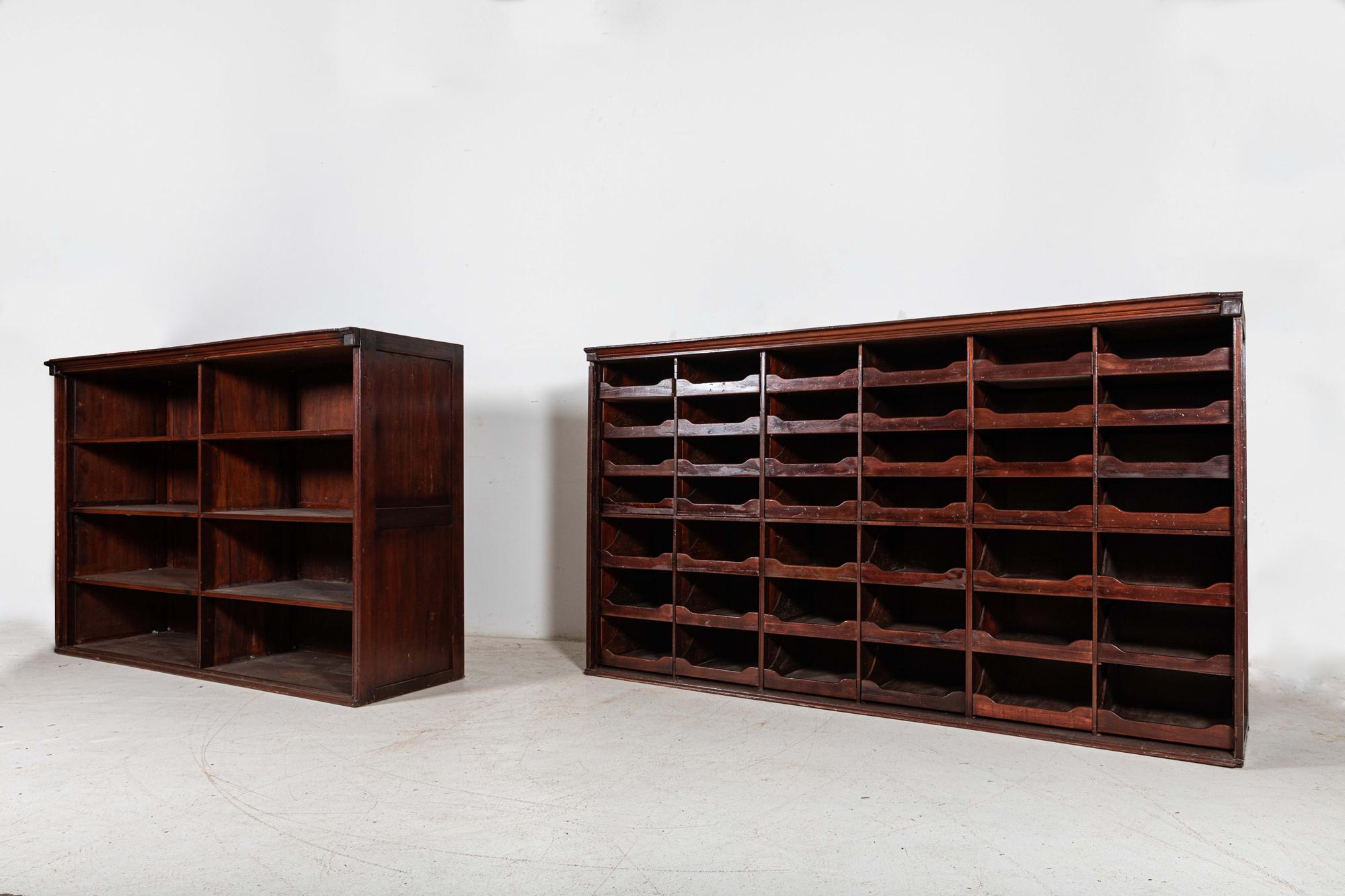 Late 19th Century Monumental Pair English Mahogany Haberdashery Cabinets