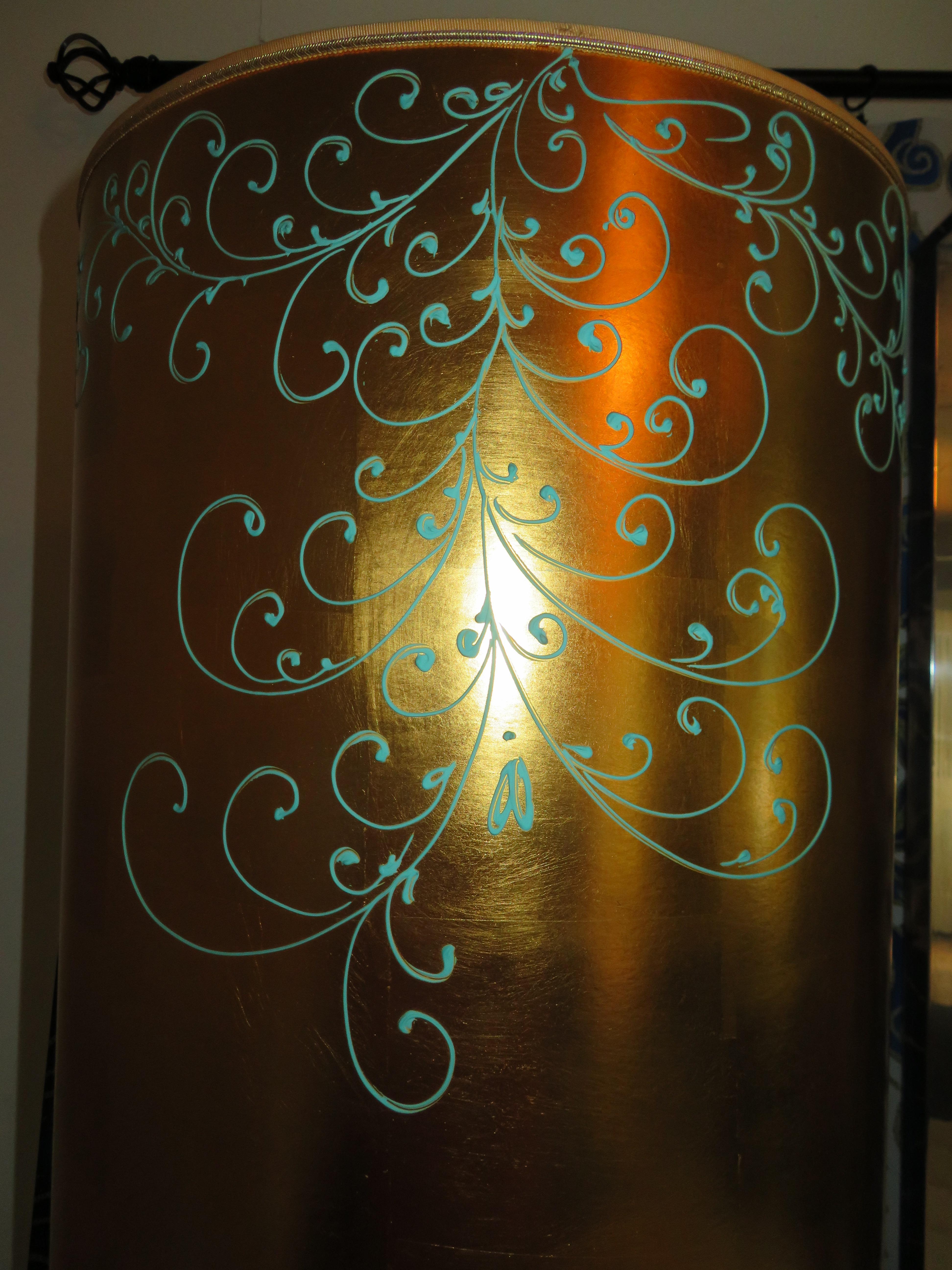 Monumental Pair of Gold Leaf Gourd Shaped Hollywood Regency Modern Lamps 3