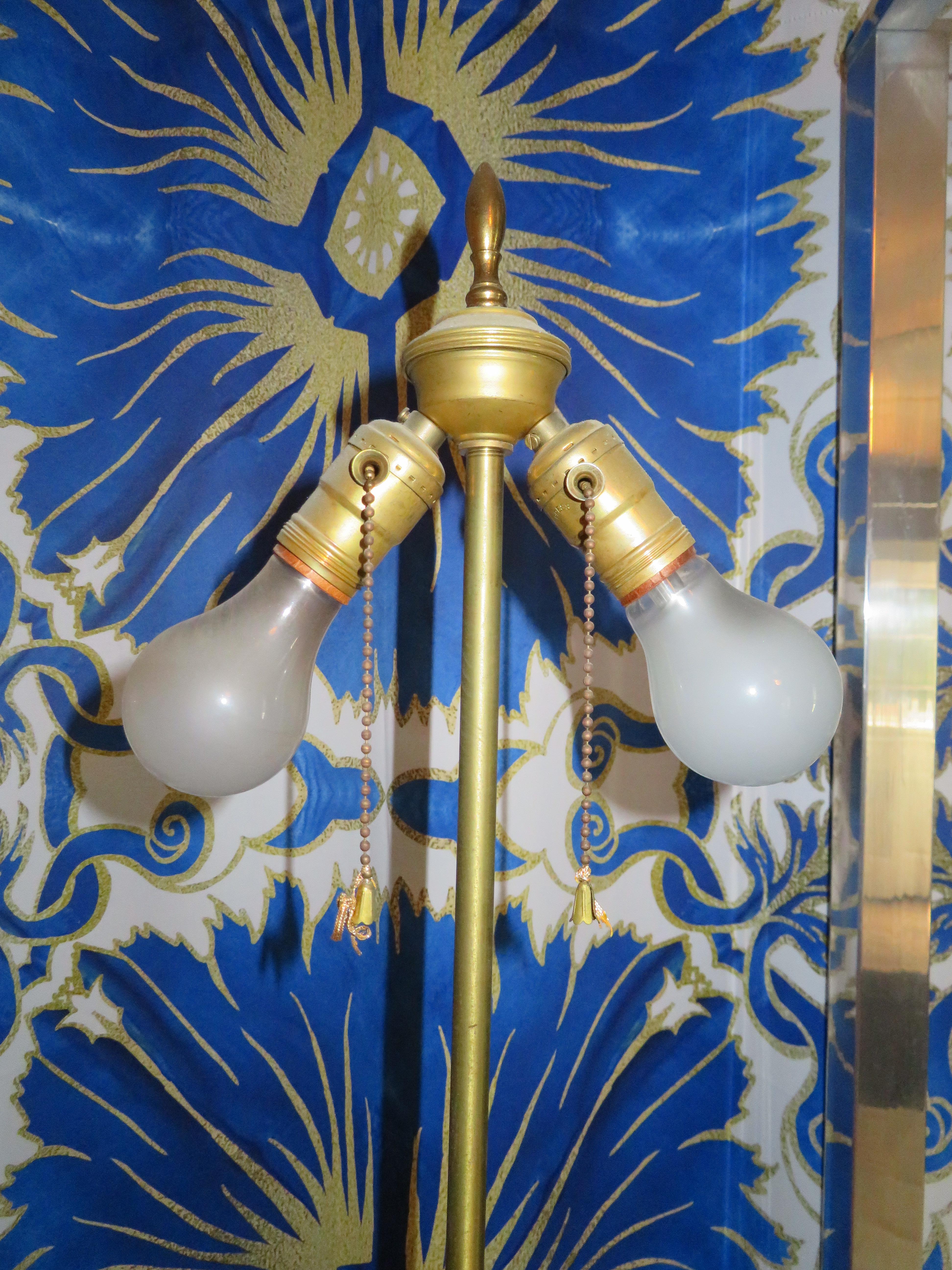 Ceramic Monumental Pair of Gold Leaf Gourd Shaped Hollywood Regency Modern Lamps