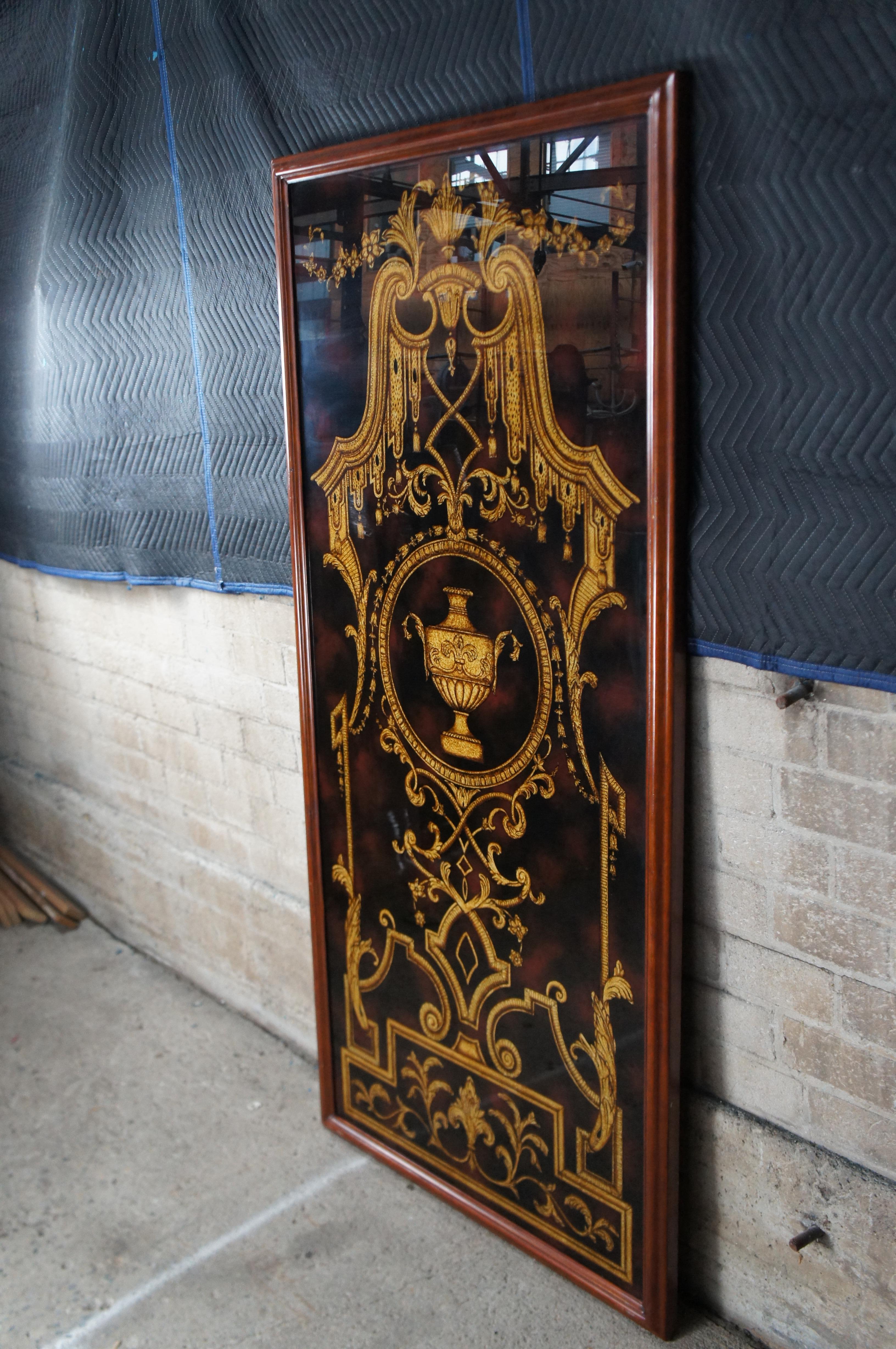 Monumental Pair Maitland Smith Hand Painted Neoclassical Eglomise Art Panels 80