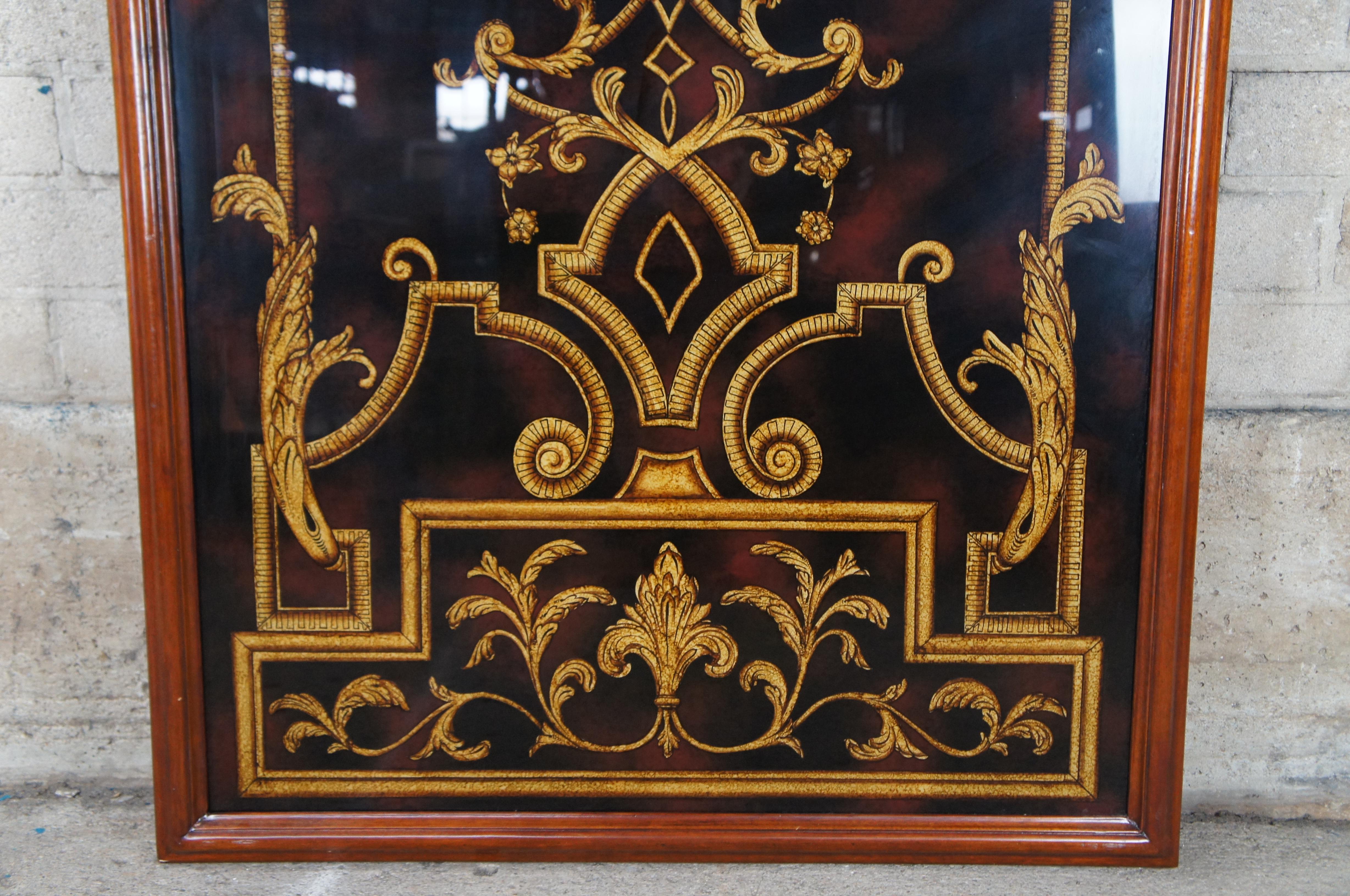 20th Century Monumental Pair Maitland Smith Hand Painted Neoclassical Eglomise Art Panels 80