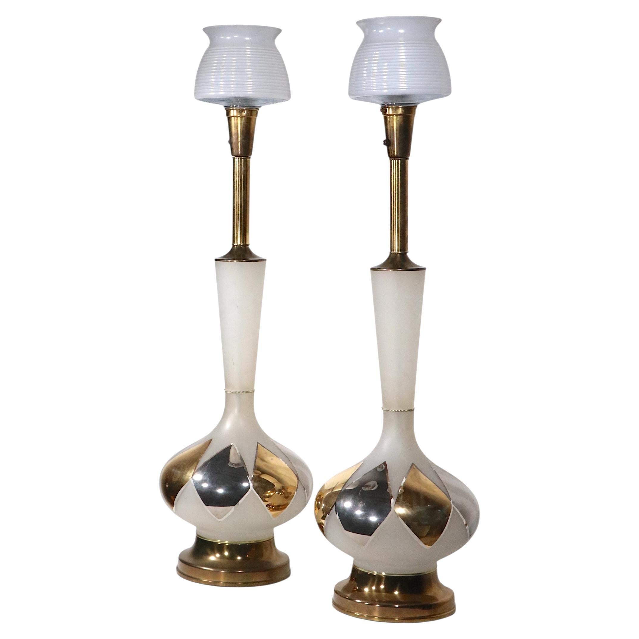 Monumental Pair Mid Century Table Lamps
