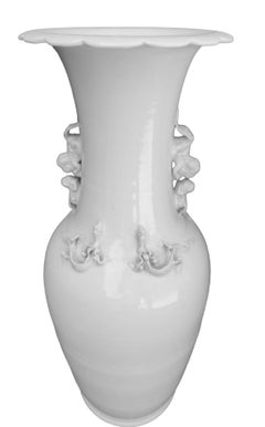 Monumental Pair of 1920s Chinese Blanc de Chine Urns