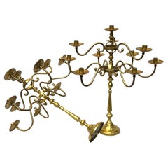 Monumental Pair of 1960s Brass Candelabras by Madame Journel
