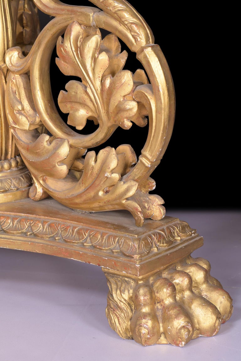 Monumental Pair of 19th Century Baroque Style Italian Carved Giltwood Torcheres For Sale 1