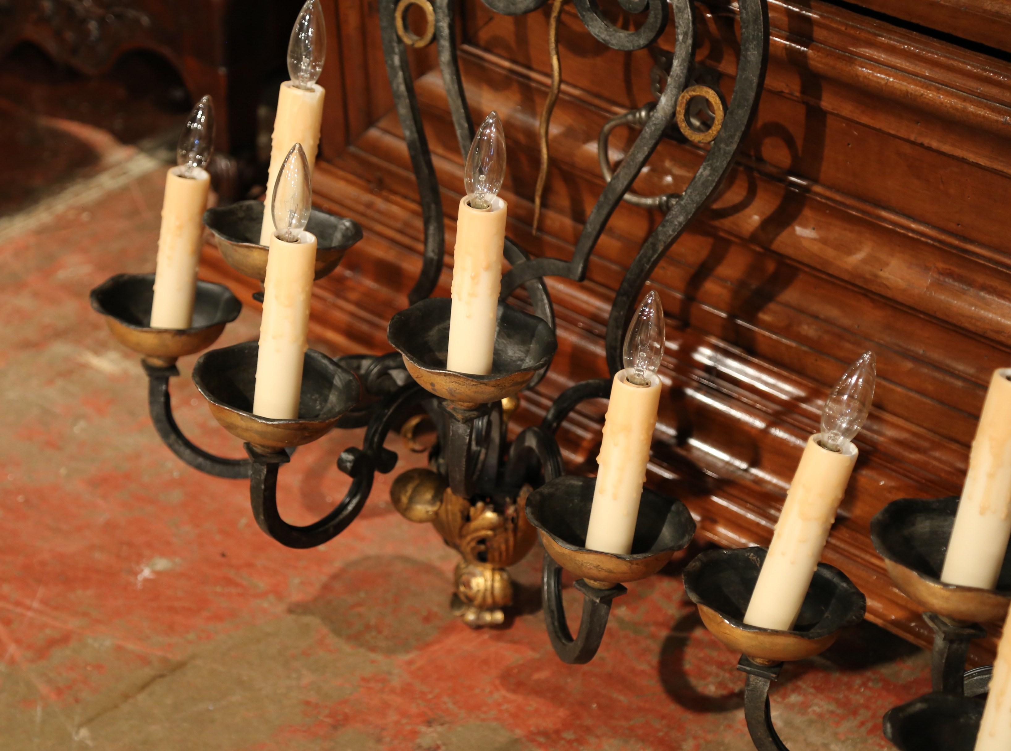 Pair of 19th Century French Louis XV Forged Iron Five-Light Wall Sconces 2