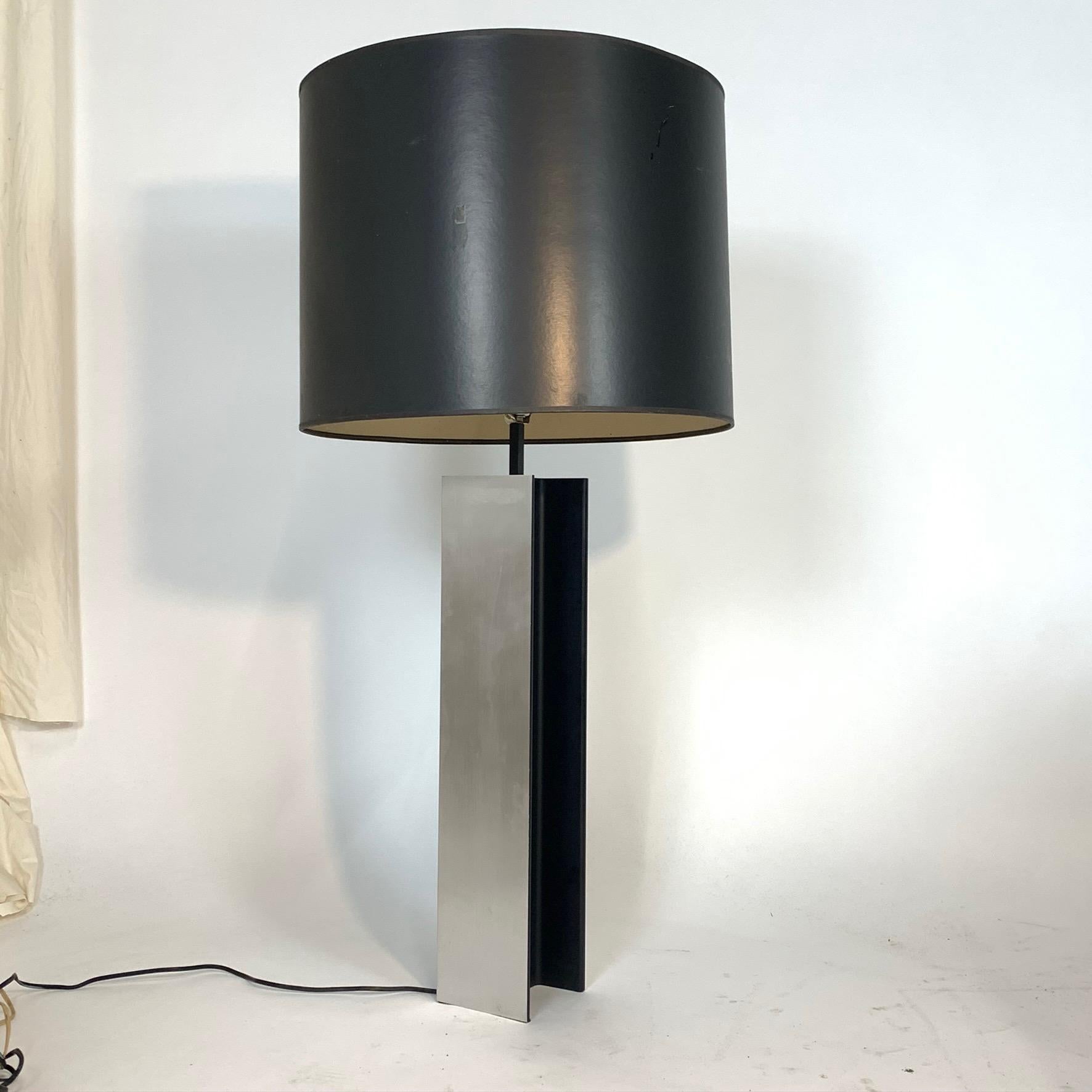 Monumental Pair of Aluminum I Beam Lamps by Laurel Lamp Company Original Shades 8