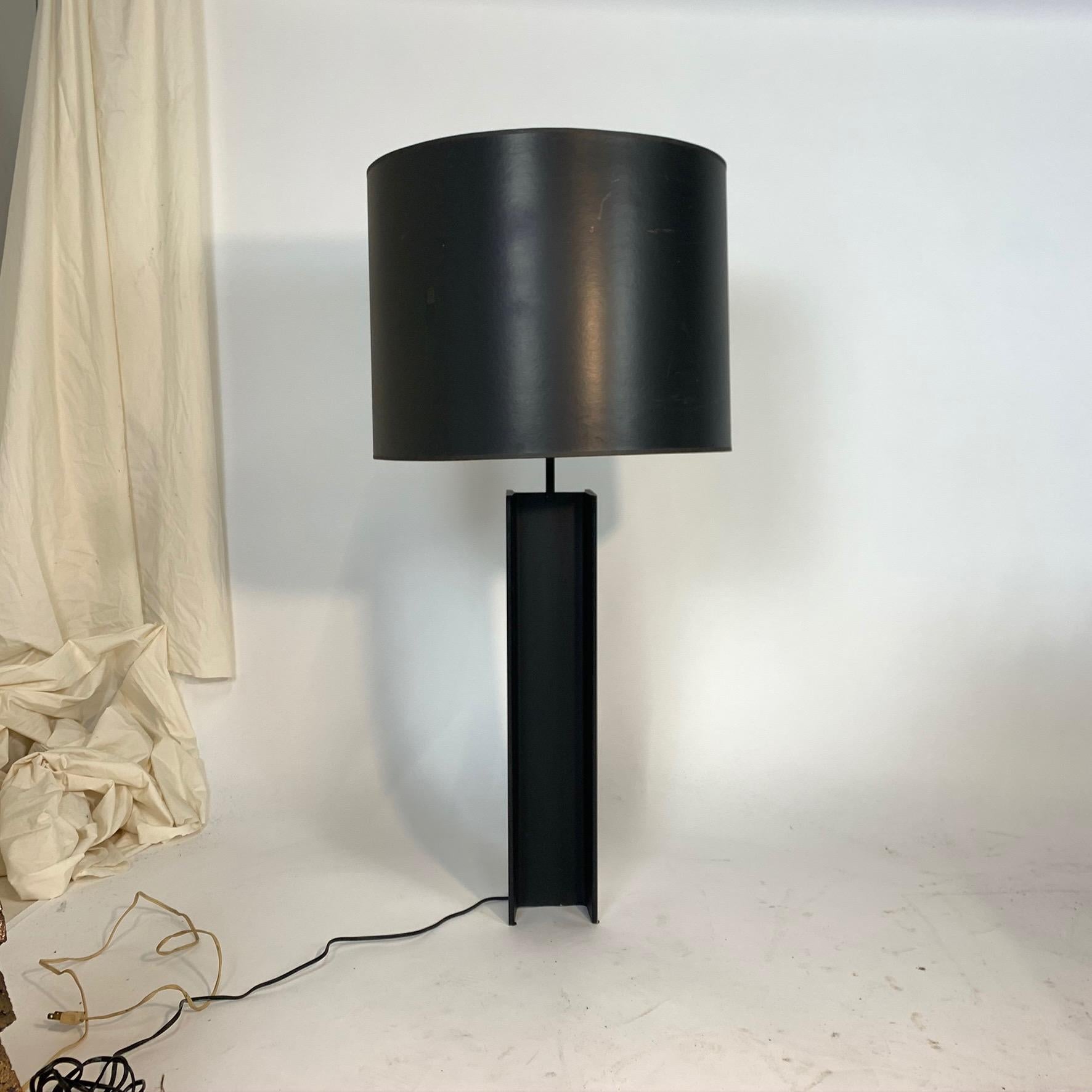 Monumental Pair of Aluminum I Beam Lamps by Laurel Lamp Company Original Shades 9