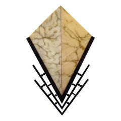 Coppia monumentale di lampade Art Déco in alabastro e ferro, 1920, Francia