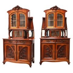 Pareja monumental de aparadores Art Nouveau de Maison Gouffé Jeune 1902 París