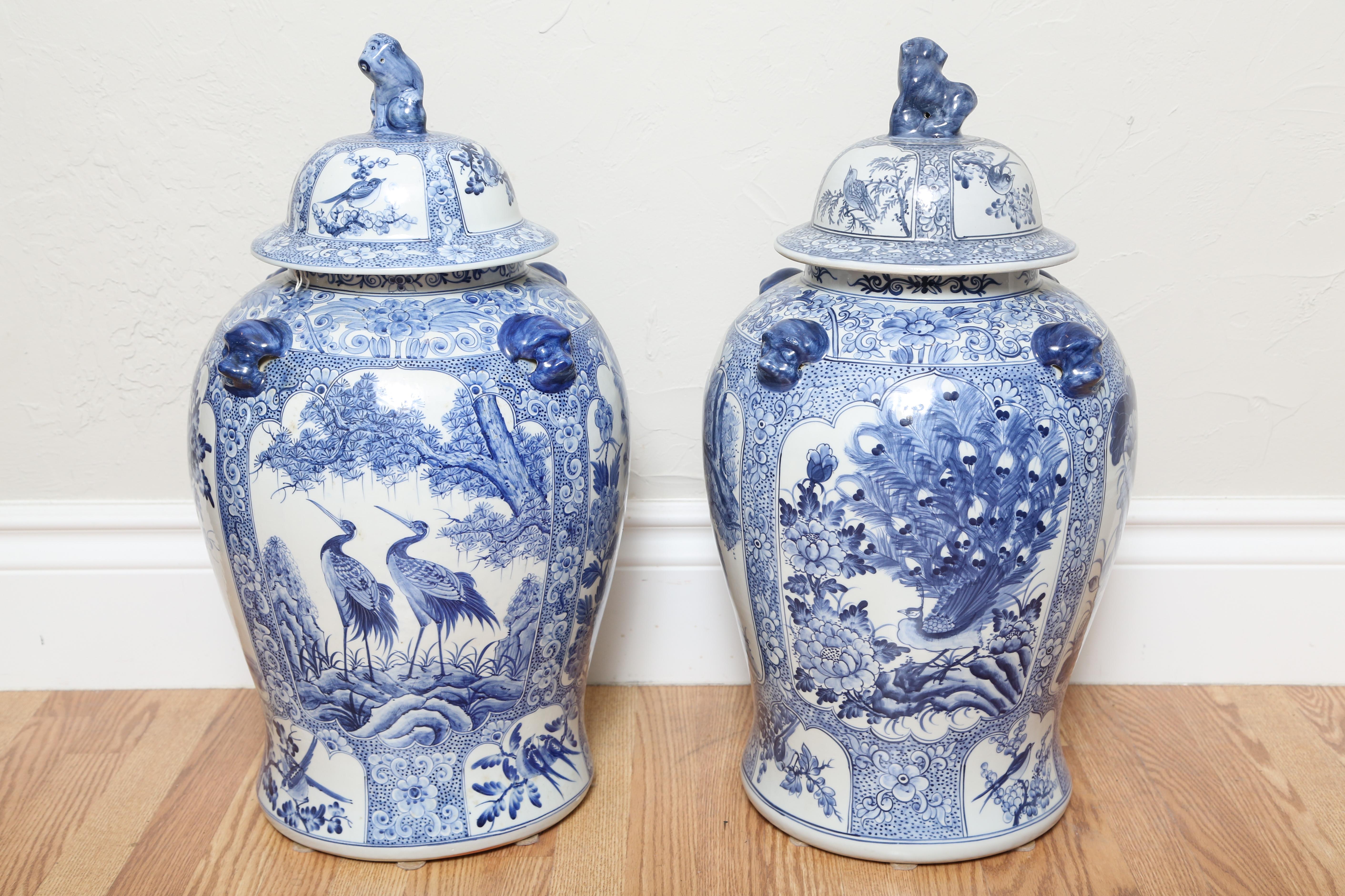 Monumental Pair of Blue and White Chinese Ginger Jars 1