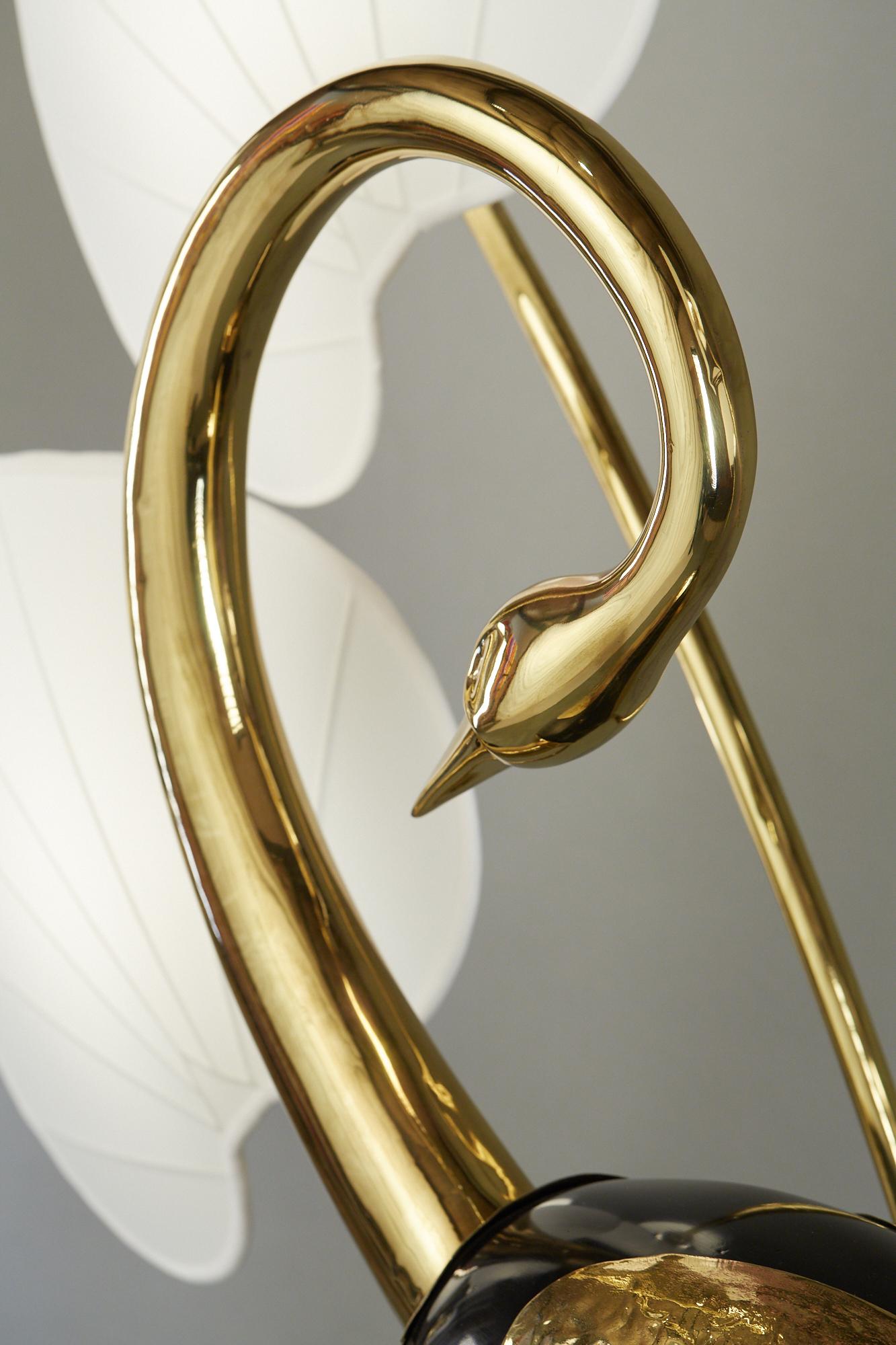 Monumental Pair of Brass Standing Egret Floor Lamps by Antonio Pavia For Sale 1