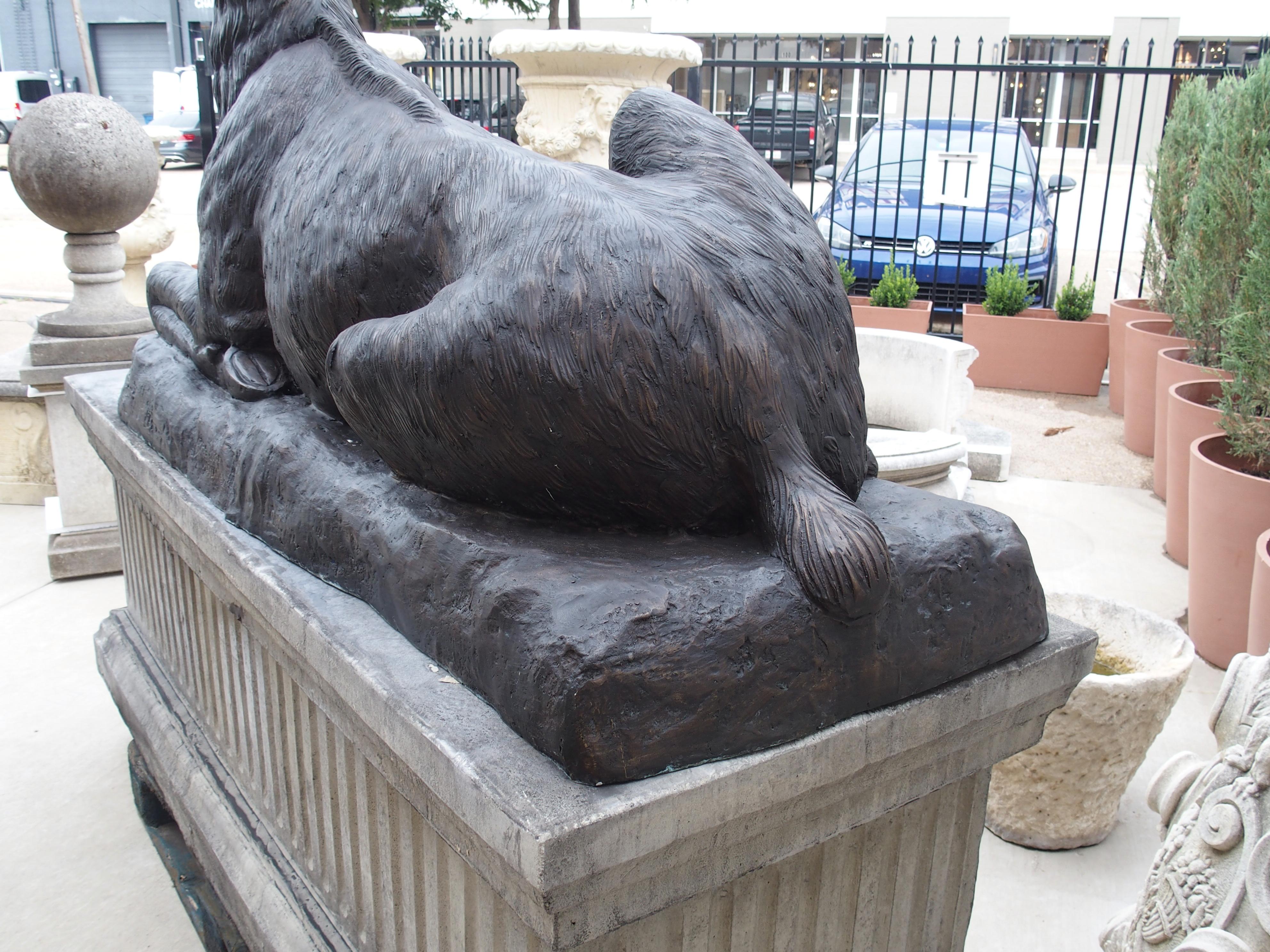Monumental Pair of Bronze Stags on Cast Stone Pedestals, H-97 1/2 inches 4