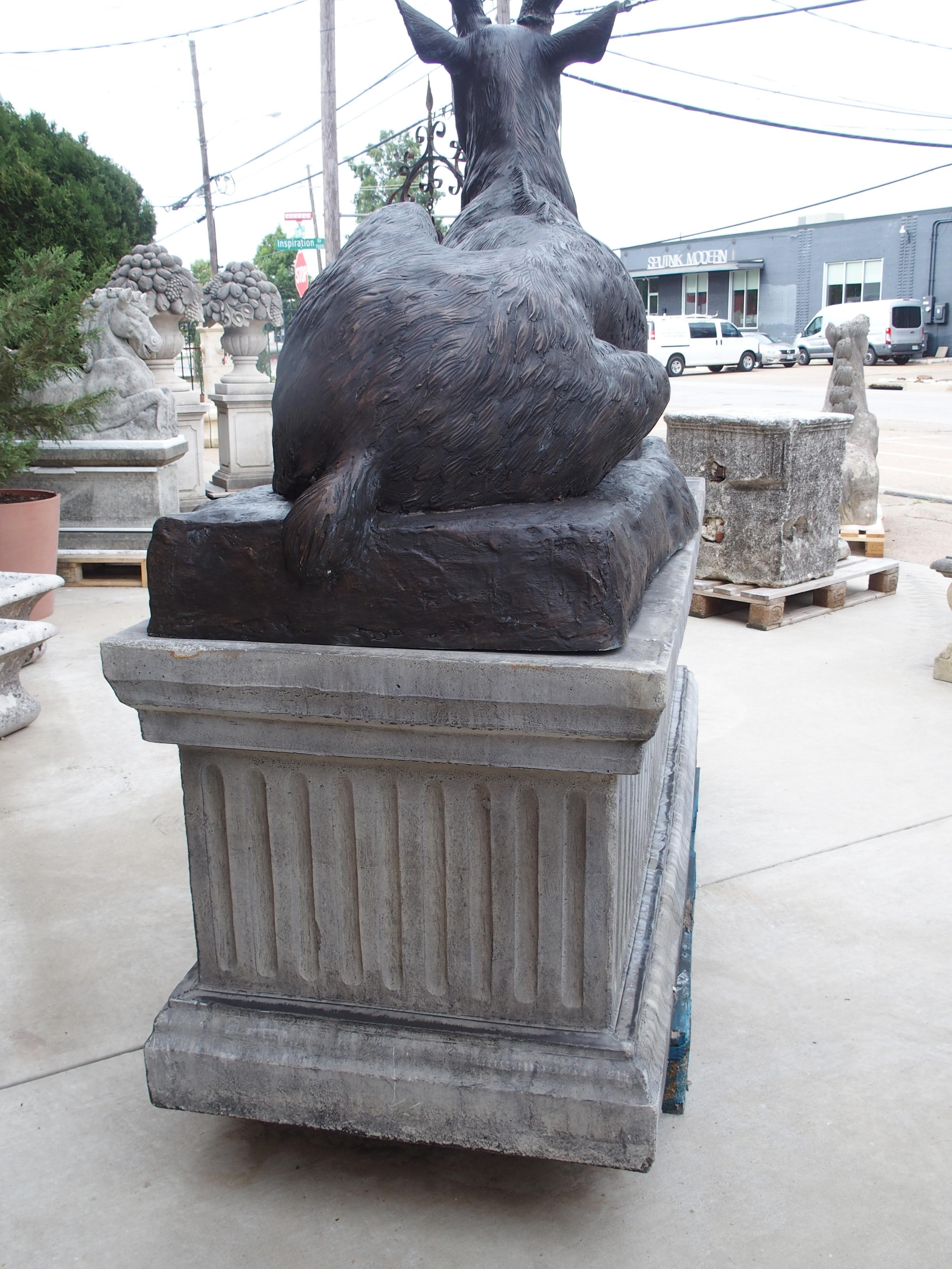 Monumental Pair of Bronze Stags on Cast Stone Pedestals, H-97 1/2 inches 5