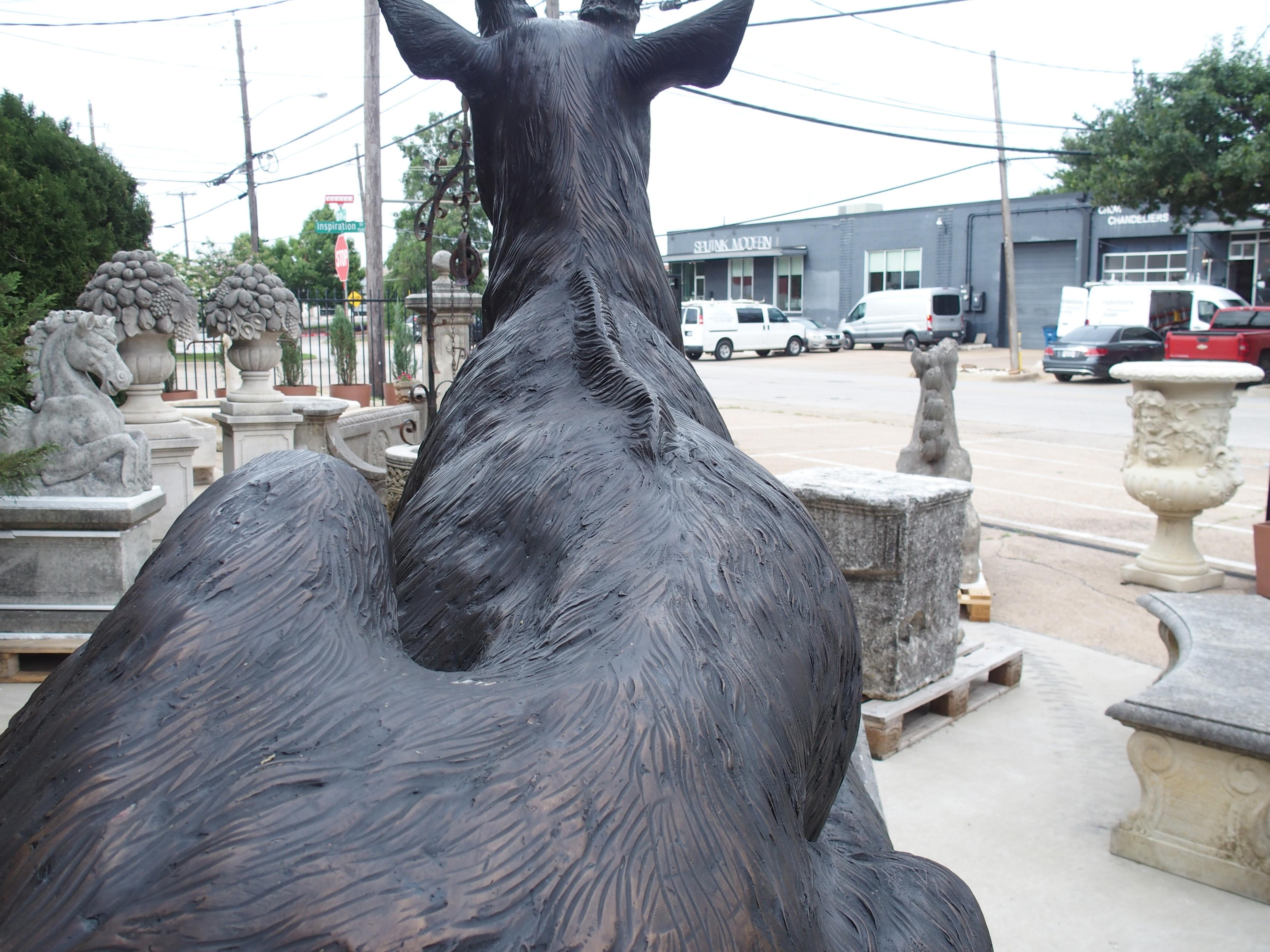 Monumental Pair of Bronze Stags on Cast Stone Pedestals, H-97 1/2 inches 6