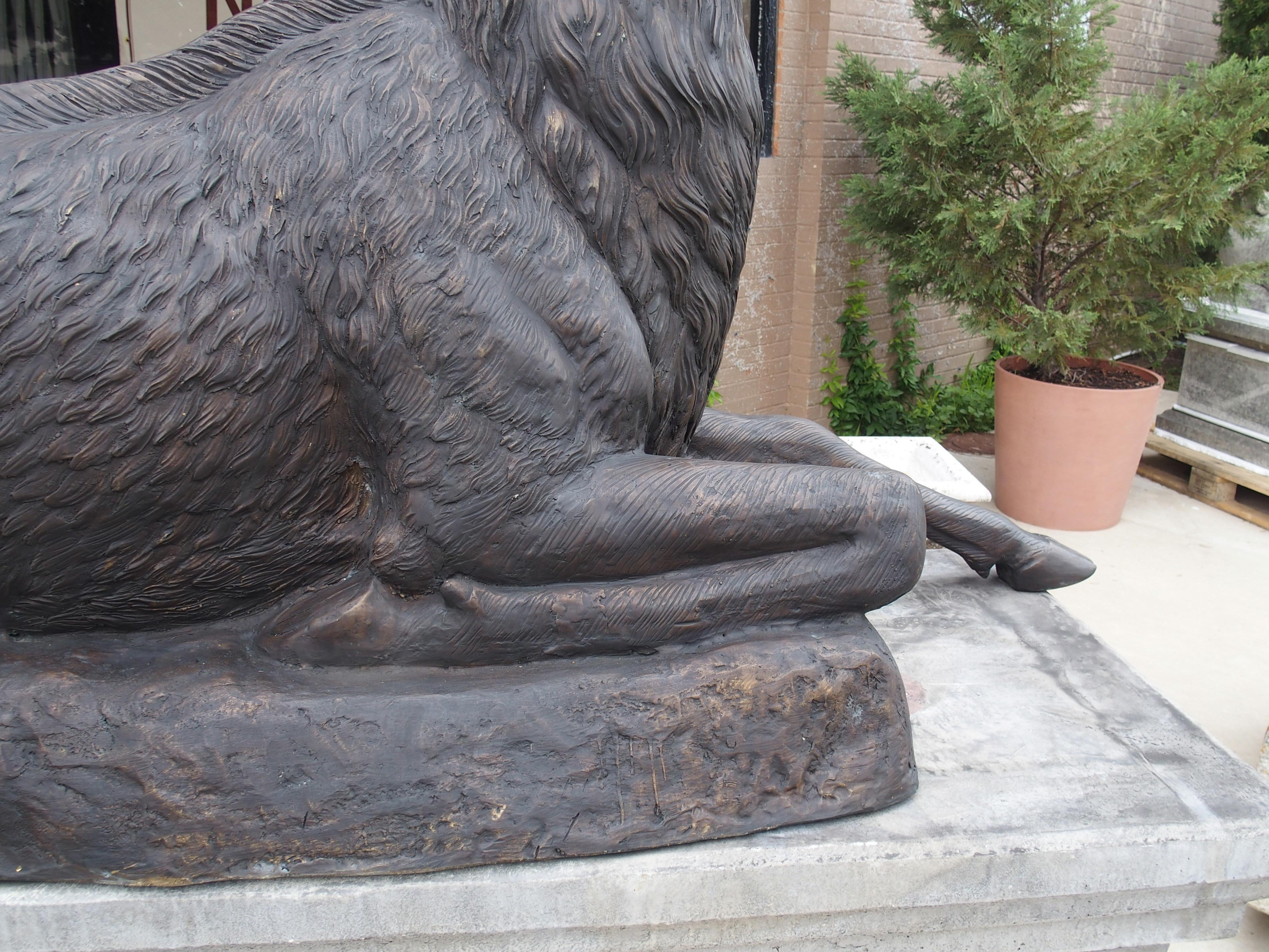 Monumental Pair of Bronze Stags on Cast Stone Pedestals, H-97 1/2 inches 2