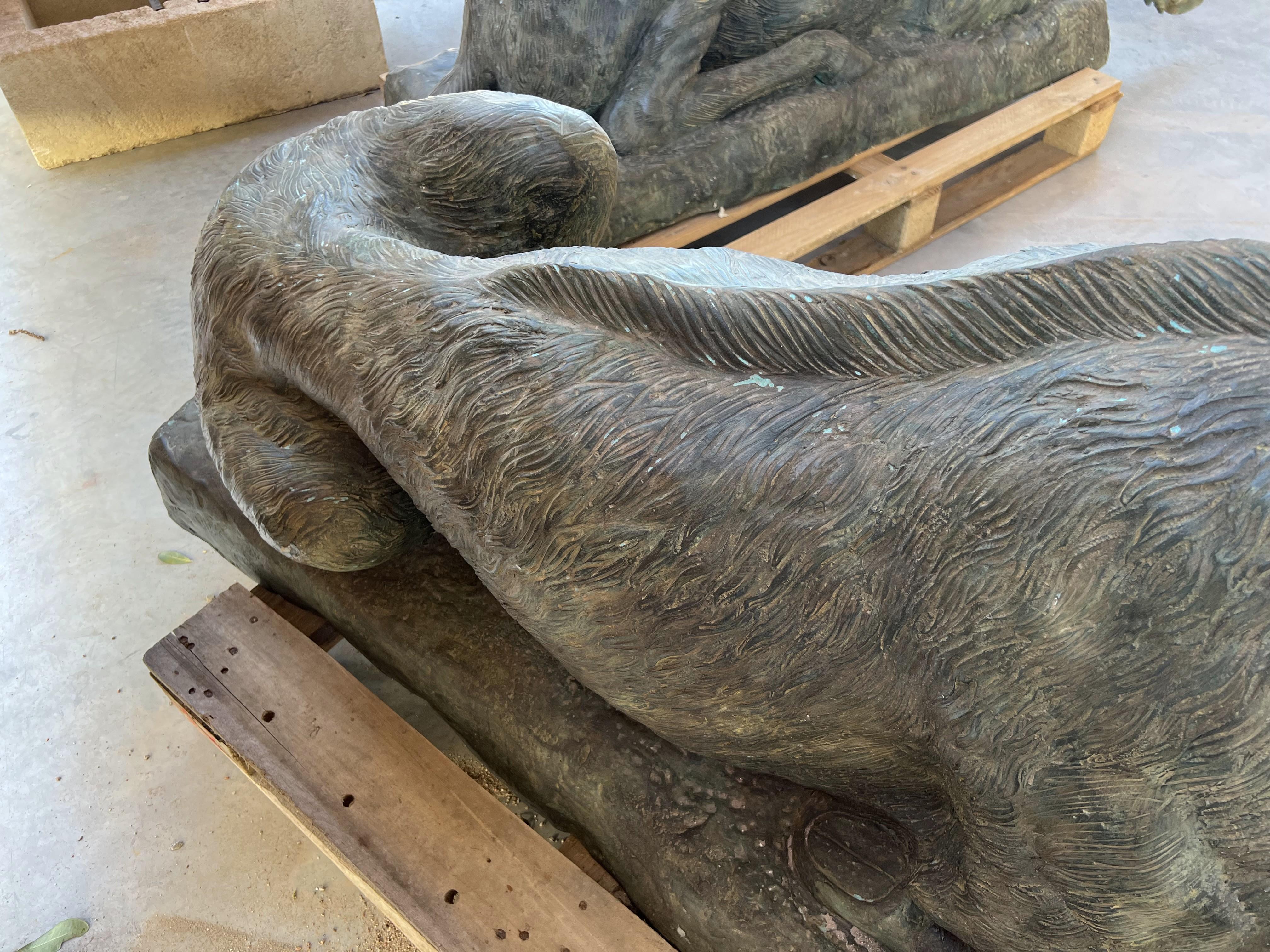 Monumental Pair of Bronze Verdigris Stag Statues 3